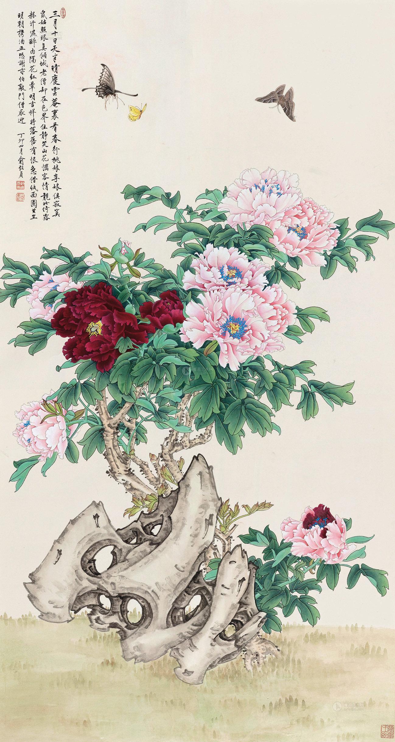 熊广琴牡丹国画图片