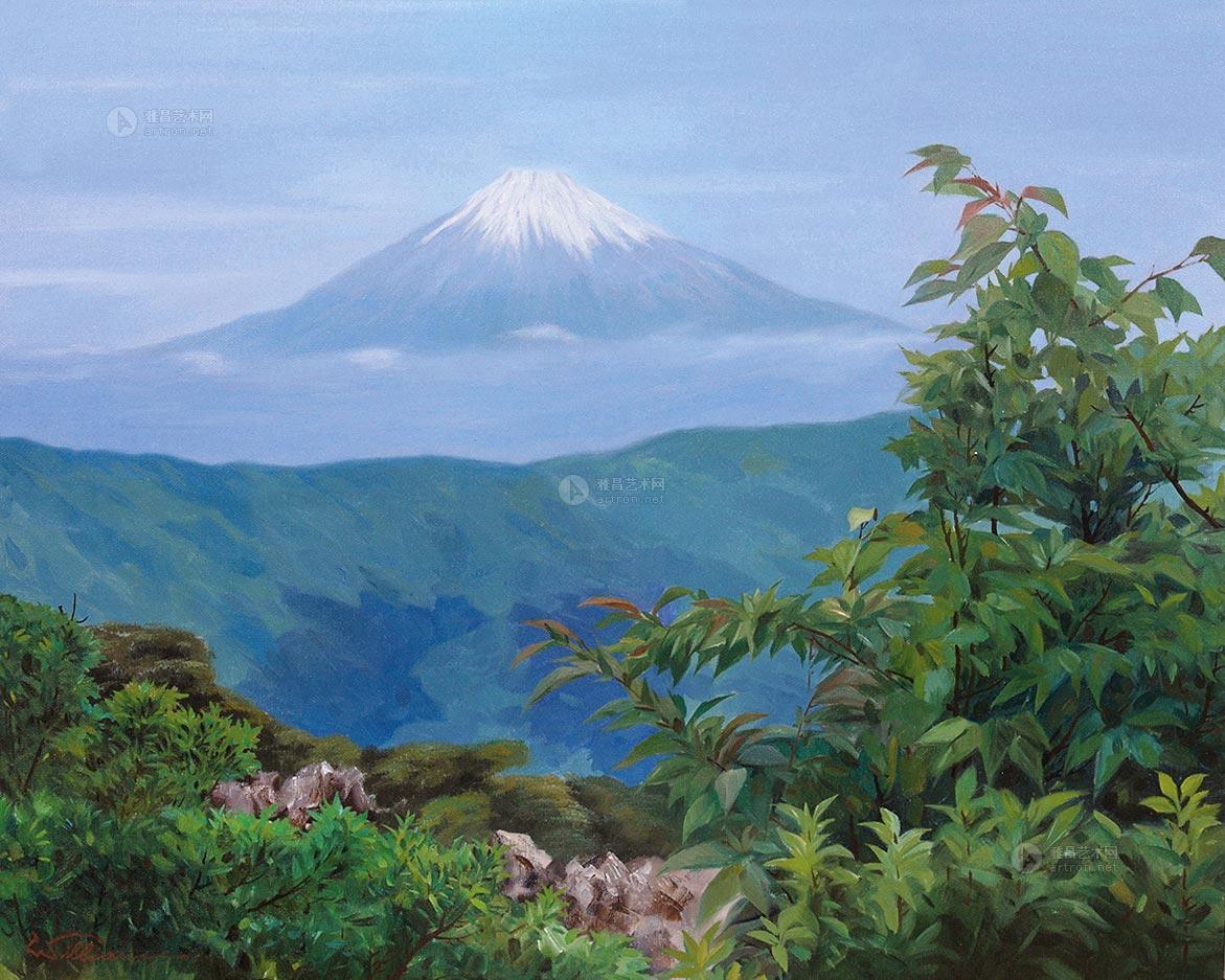 0147 2000年作 远眺富士山 布面油画