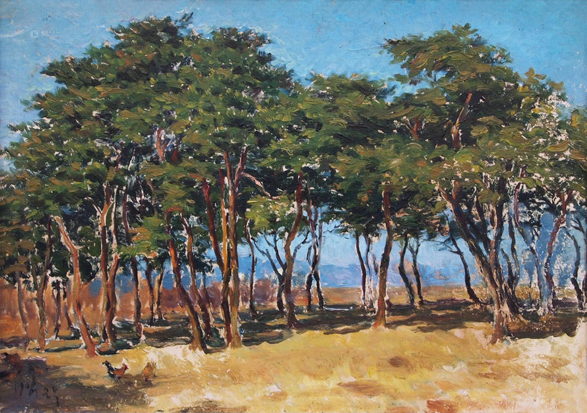 【1968年作 东海岸松树林 布面油画】拍卖品_图片_价格_鉴赏_油画