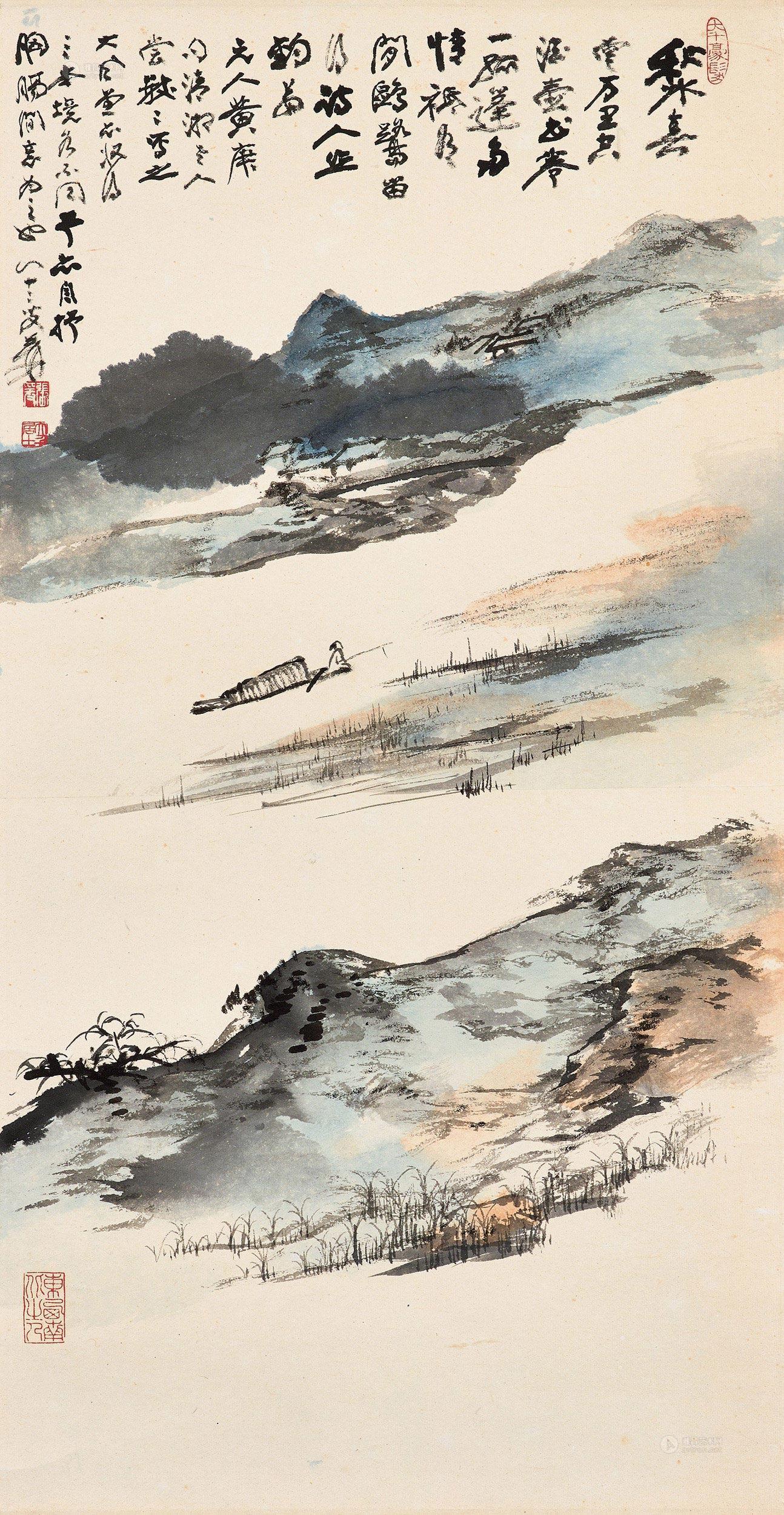 1275秋水春云镜轮设色纸本