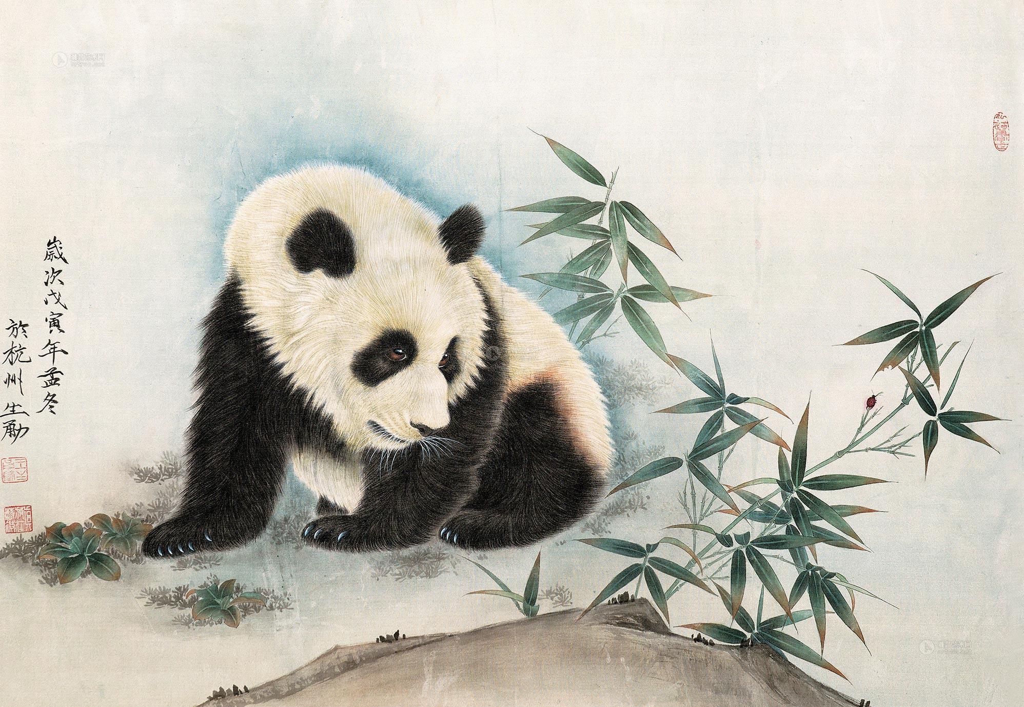 简单国画熊猫图片