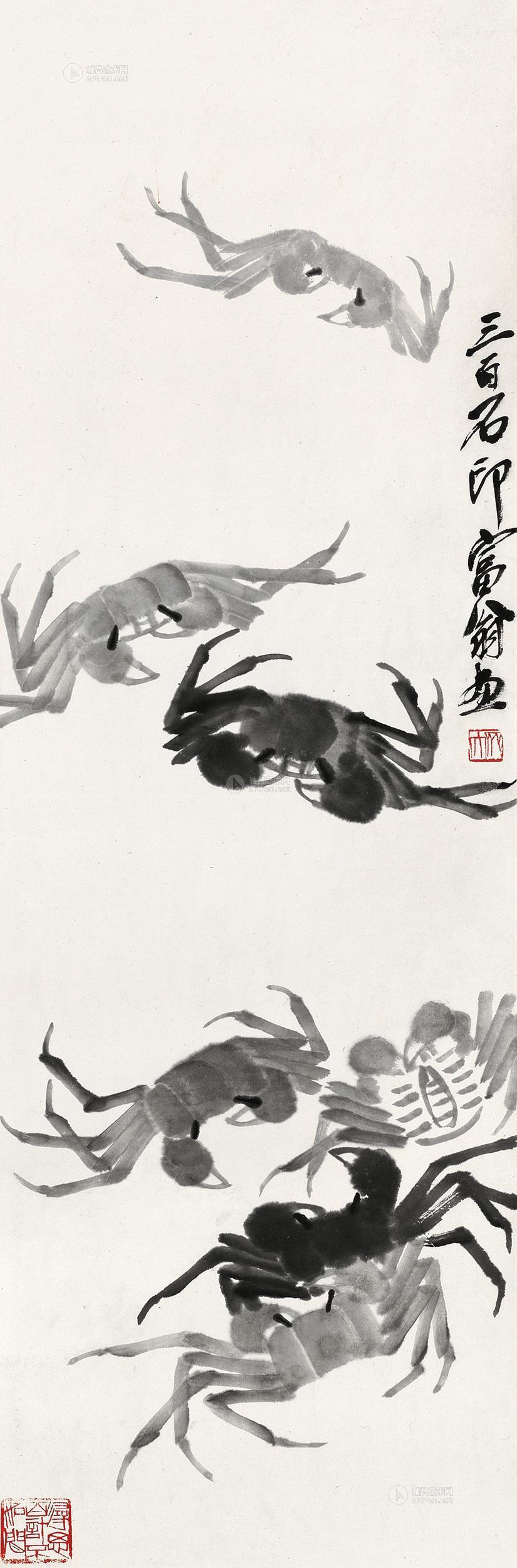 【螃蟹 立轴 水墨纸本】拍卖品_图片_价格_鉴赏_绘画_雅昌艺术品拍卖