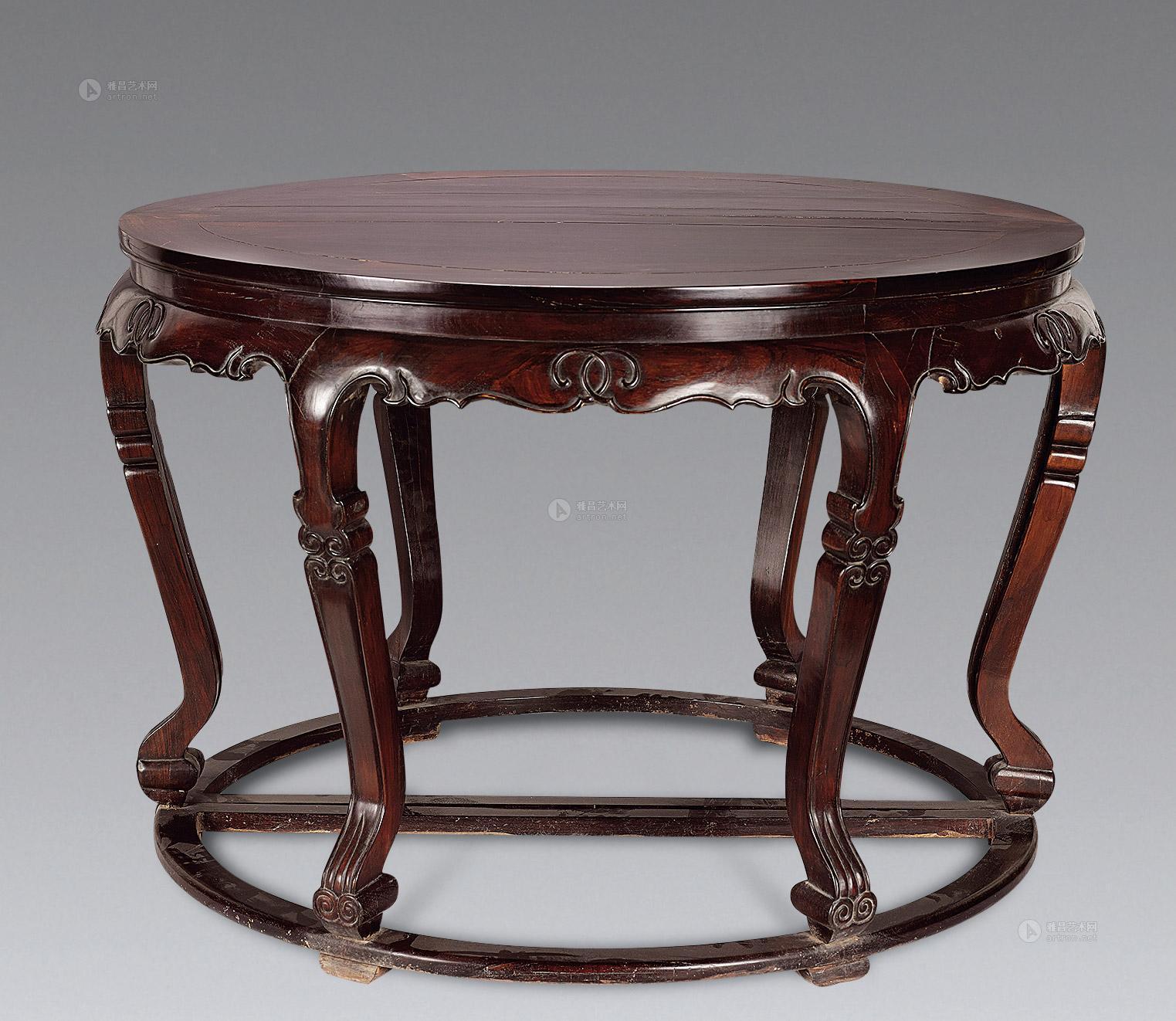 1095 民国 红木如意纹大圆桌