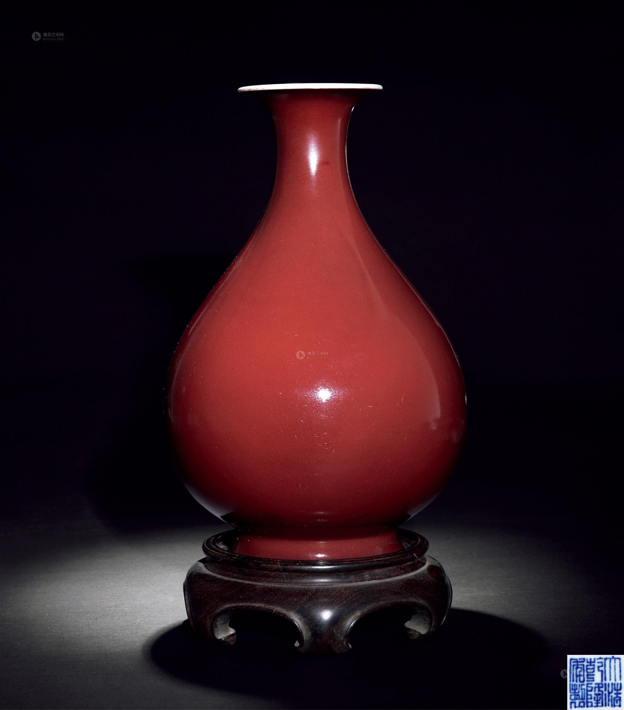 【清乾隆 祭红釉玉壶春瓶】拍卖品_图片_价格_鉴赏_清代单色釉瓷器