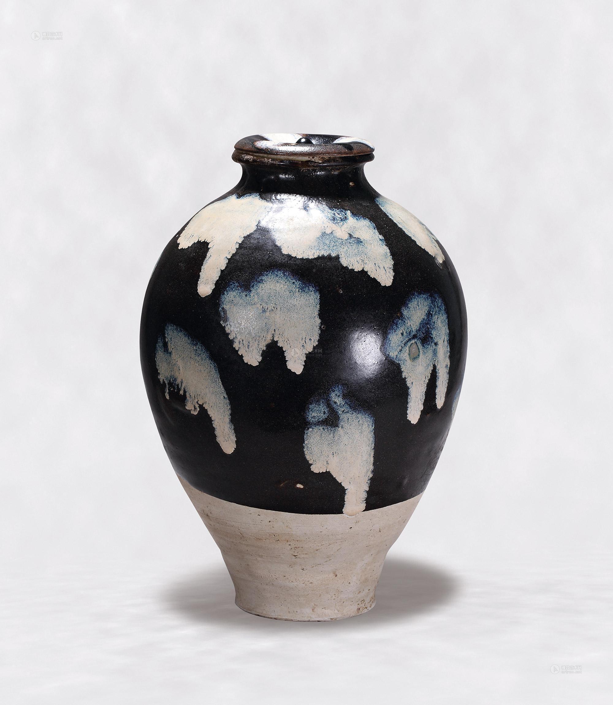 【唐 鲁山窑68花釉洒蓝斑大盖罐】拍卖品_图片_价格_鉴赏_元代以前