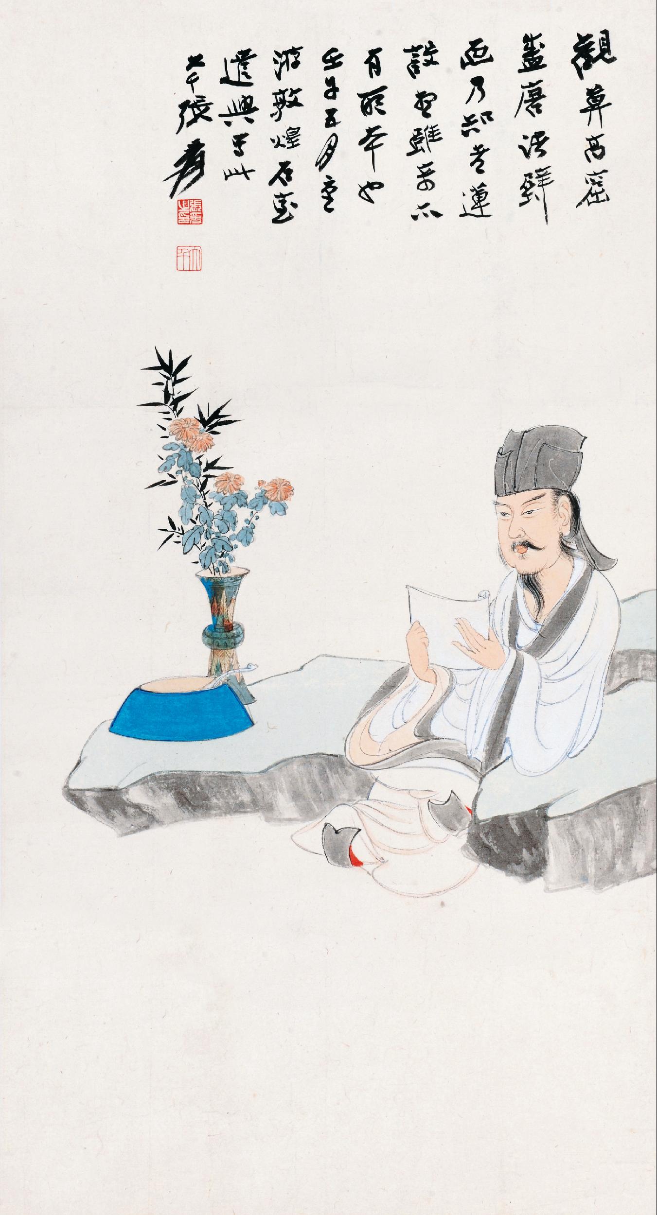 1629 1942年作 仿陈老莲笔意 镜心 设色纸本