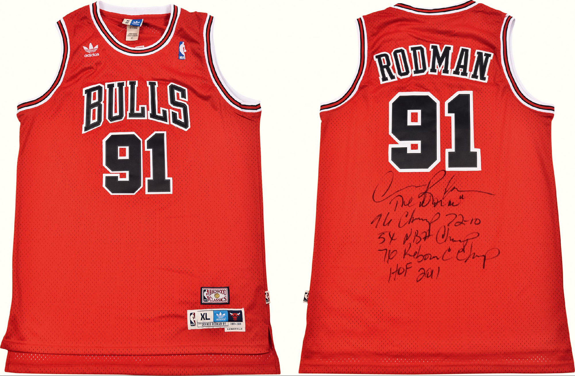 11148篮球巨星罗德曼dennisrodman亲笔签名球衣一件附证书