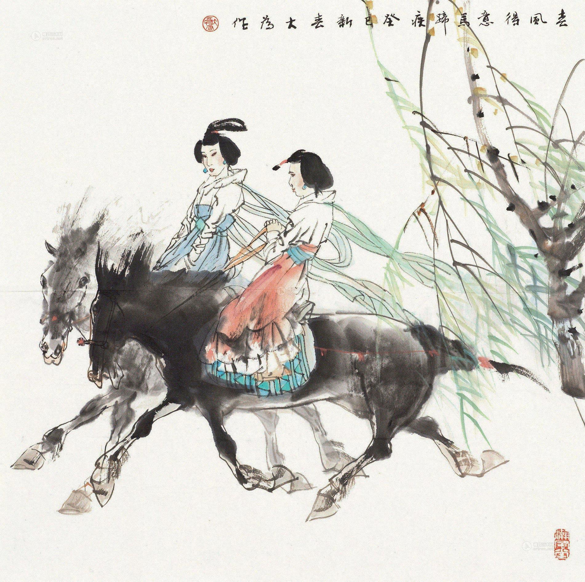 0761 癸巳2013年作 春风得意马蹄疾 镜片 设色纸本