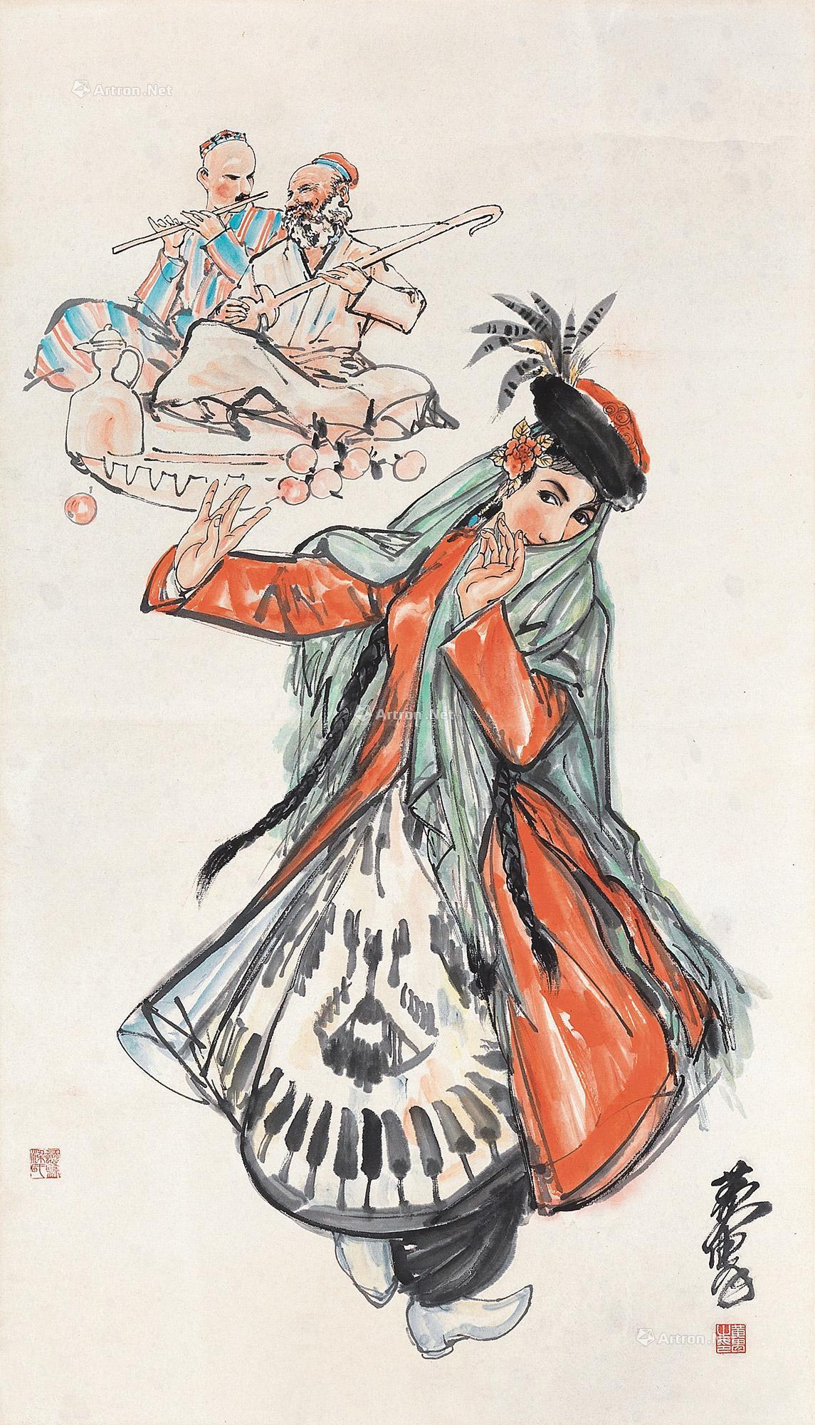 1494新疆舞娘设色纸本