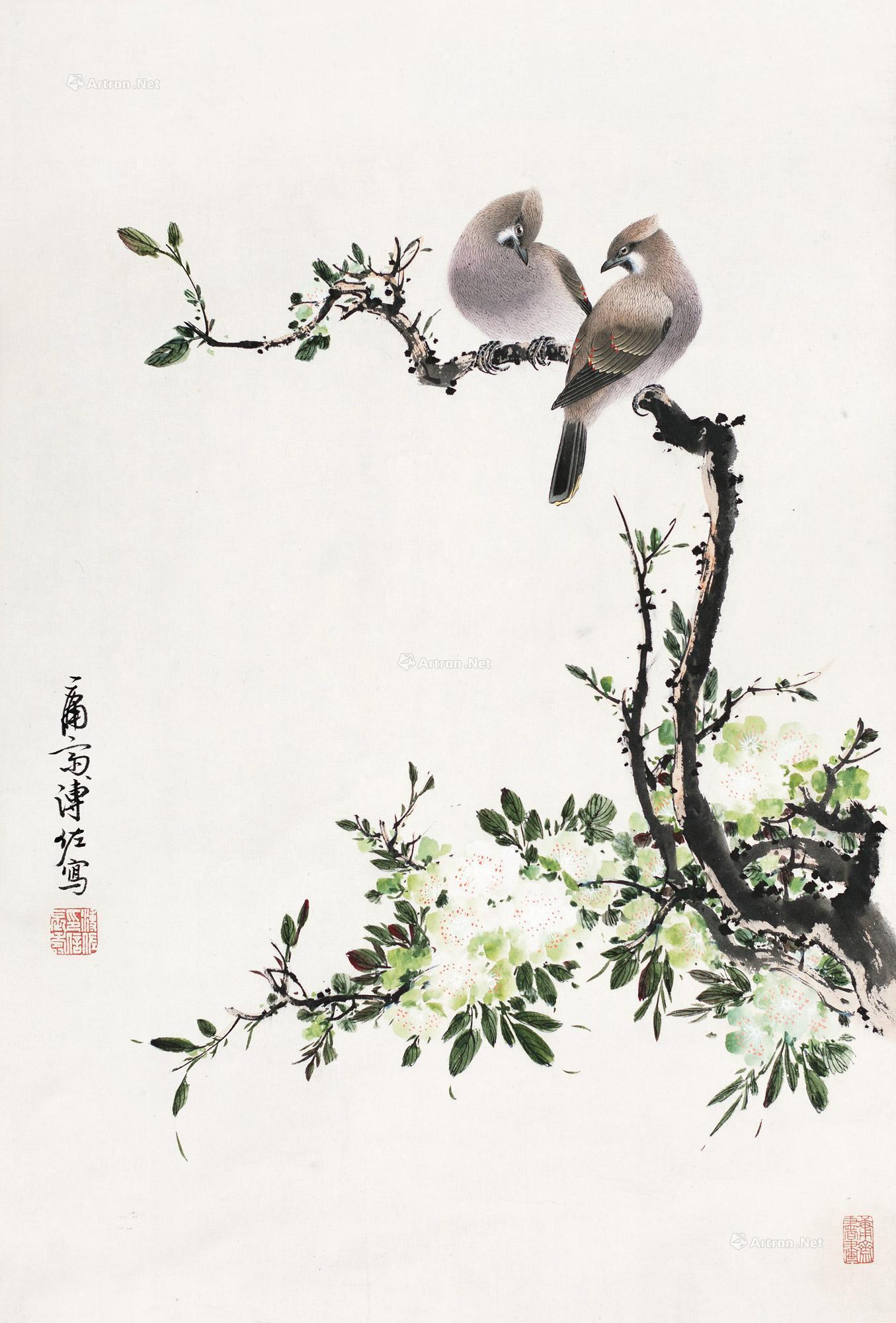【关关雎鸠 立轴 设色纸本】拍卖品_图片_价格_鉴赏