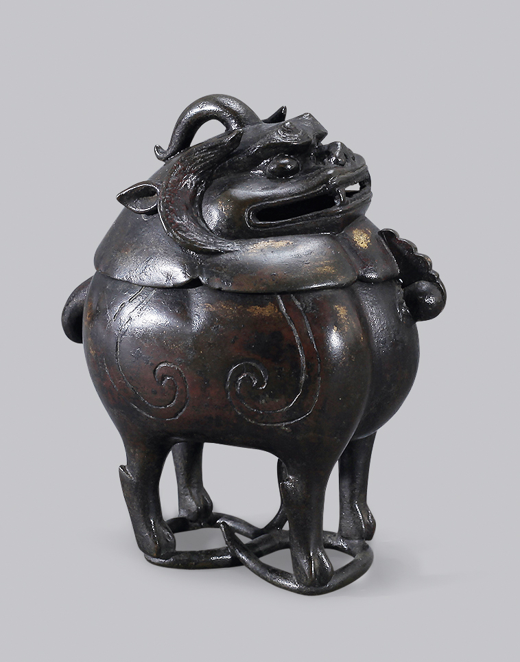 1716 明 铜鎏金甪端