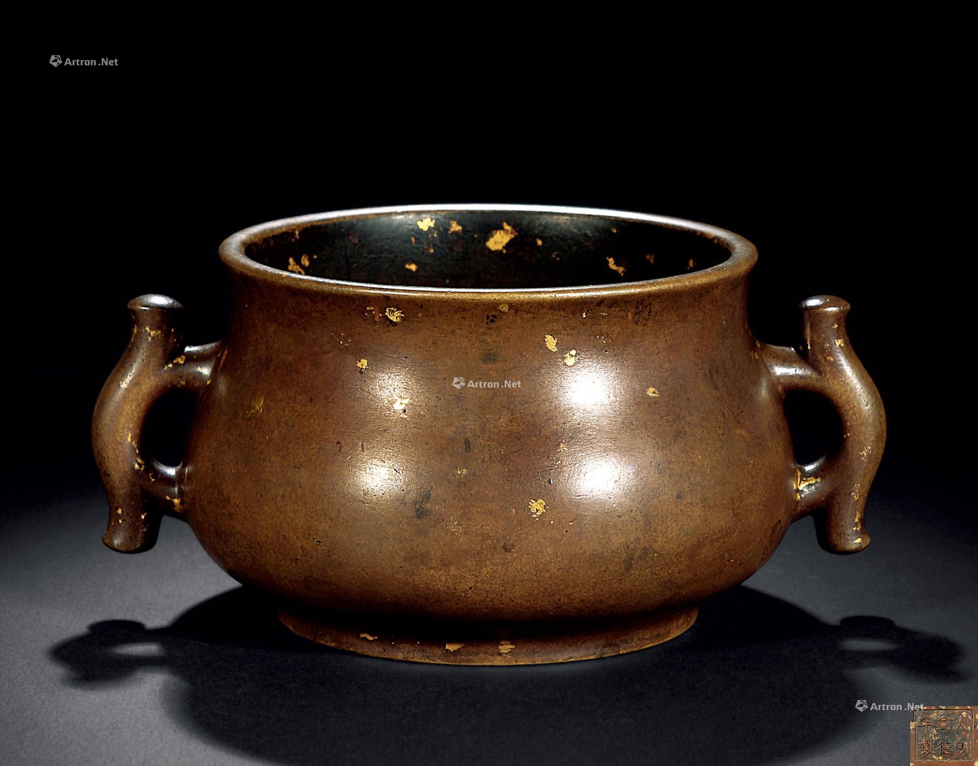 0479明末清初铜点金戟耳炉