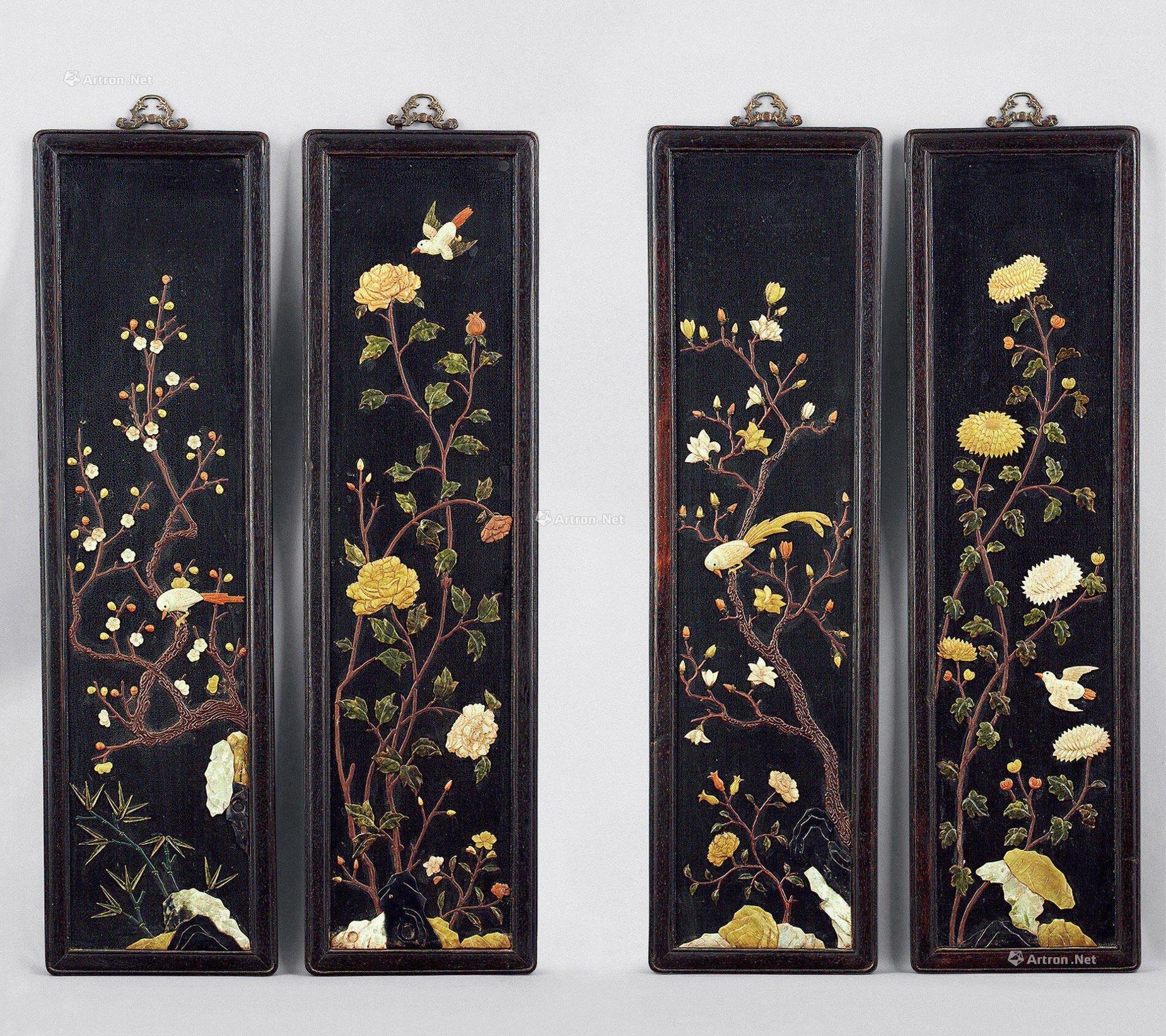 1466 清 木制嵌百宝挂屏