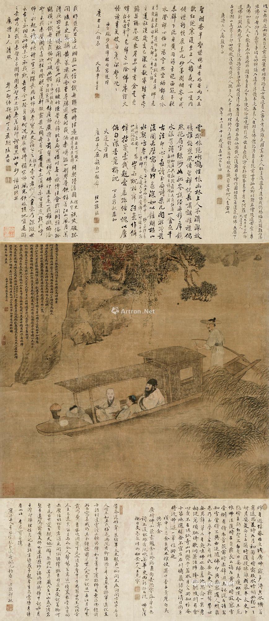 0419明代古画赤壁图立轴设色绢本