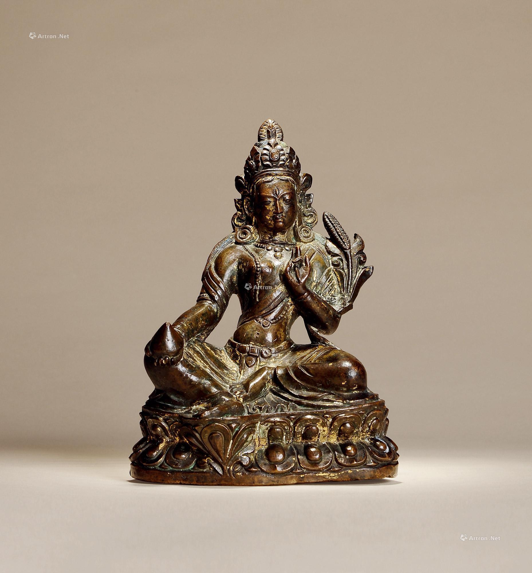 206018世纪铜鎏金财续佛母