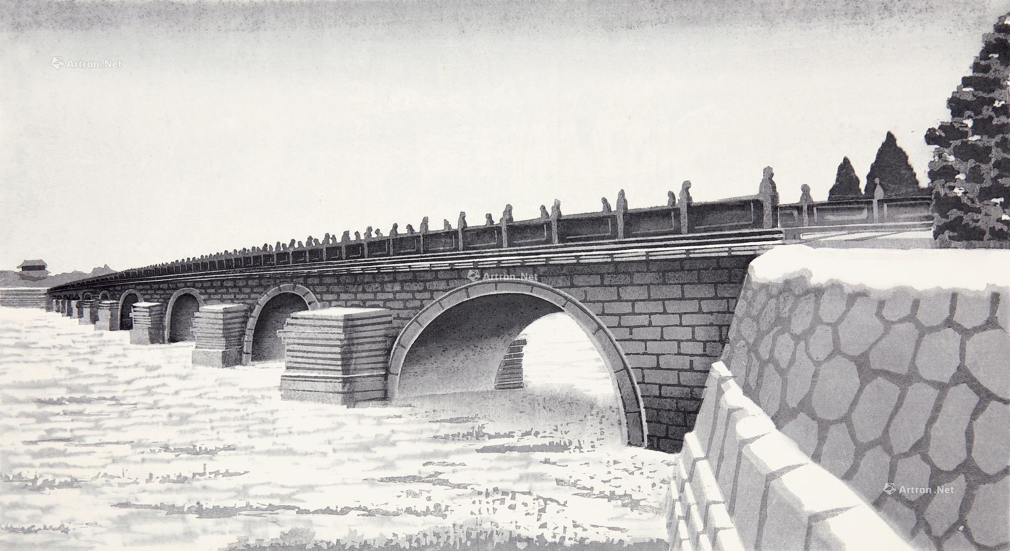 卢沟桥国画图片
