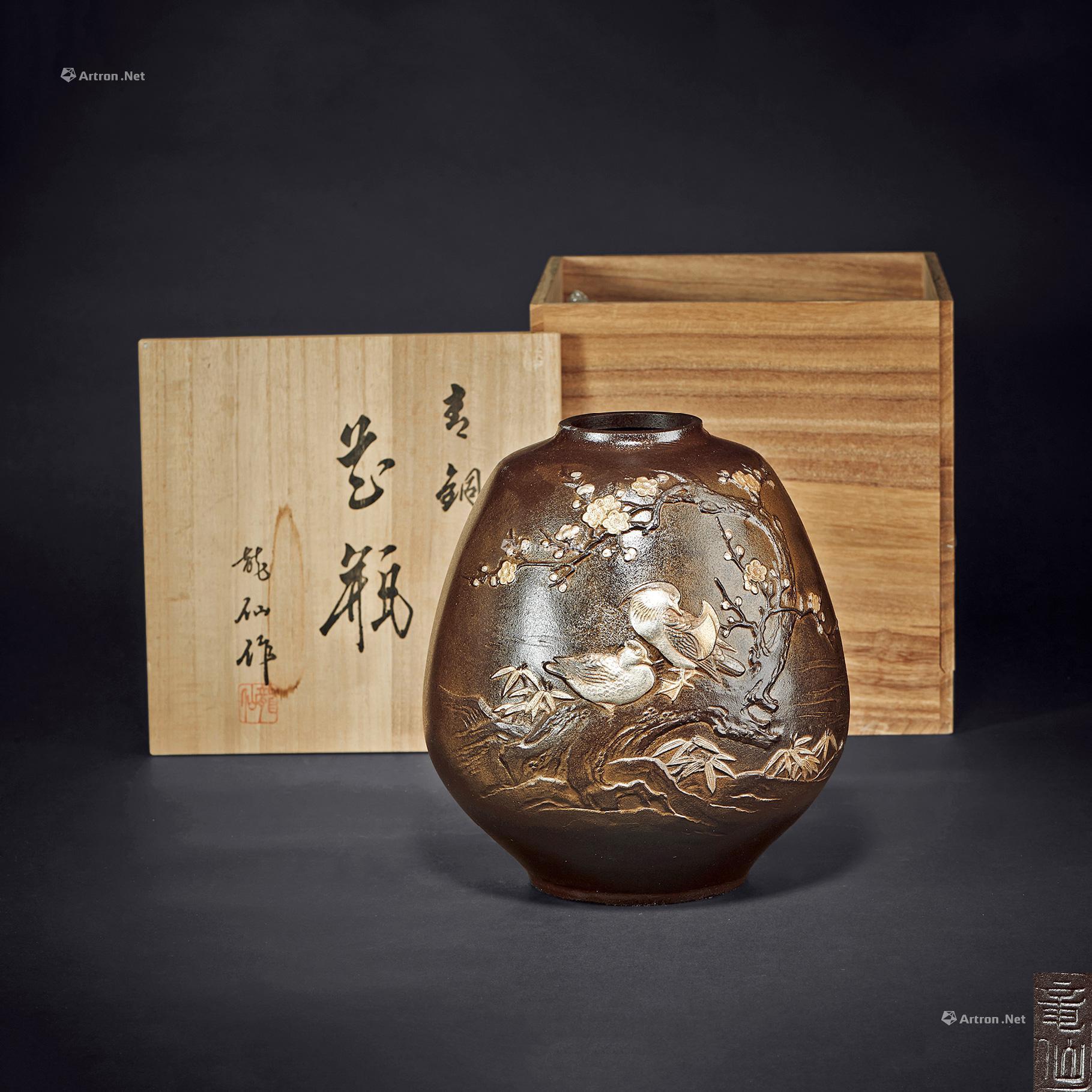 昭和期龙仙作青铜花瓶 拍卖品 图片 价格 鉴赏 青铜器 雅昌艺术品拍卖网