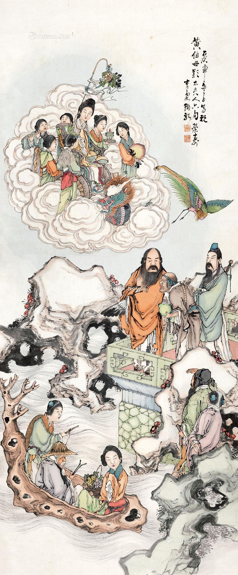 05431920年作群仙贺寿立轴纸本