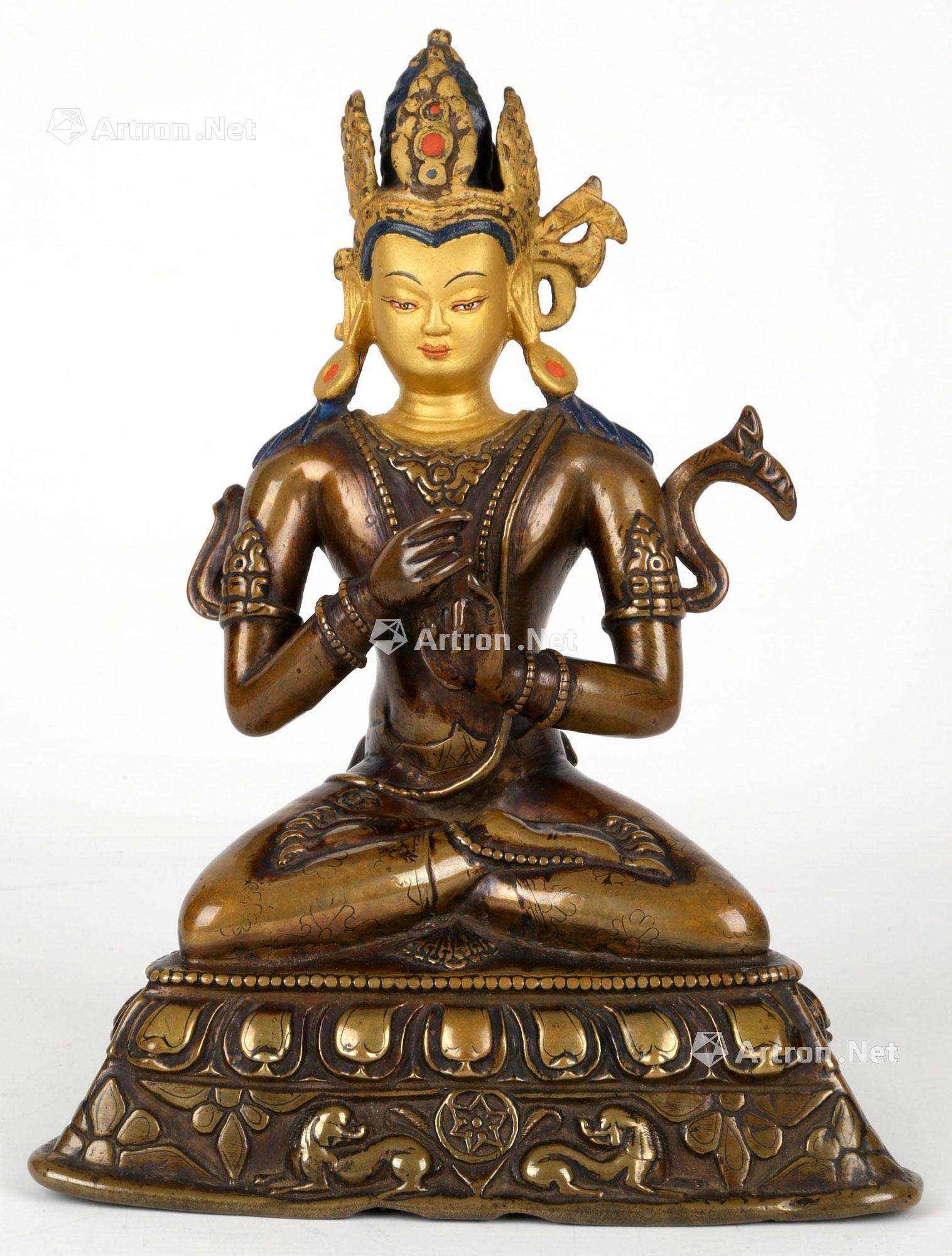0259 13世纪 西藏西部 鎏金铜毗卢遮那佛坐像