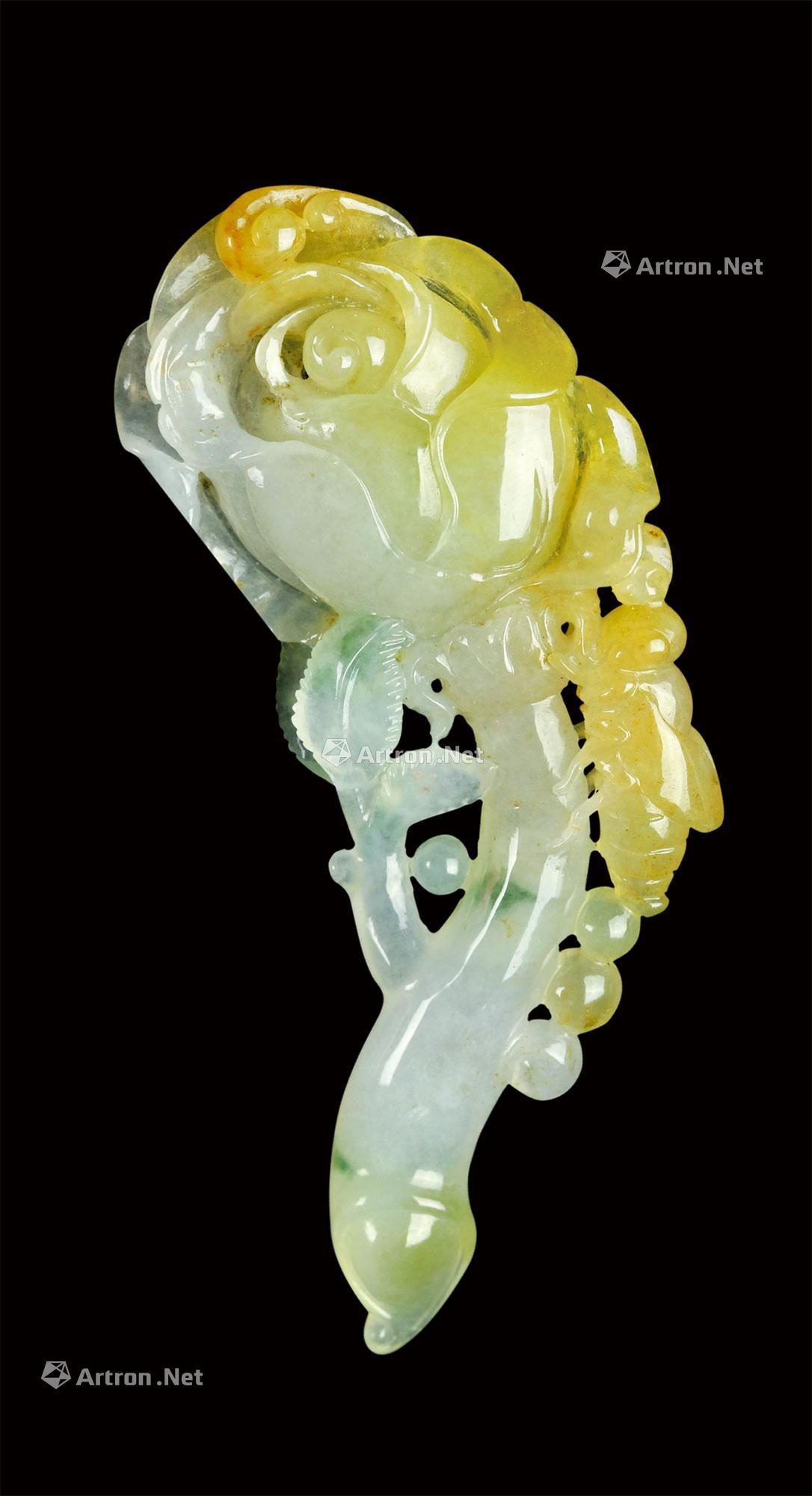 4173缅甸天然翡翠玫瑰花摆件