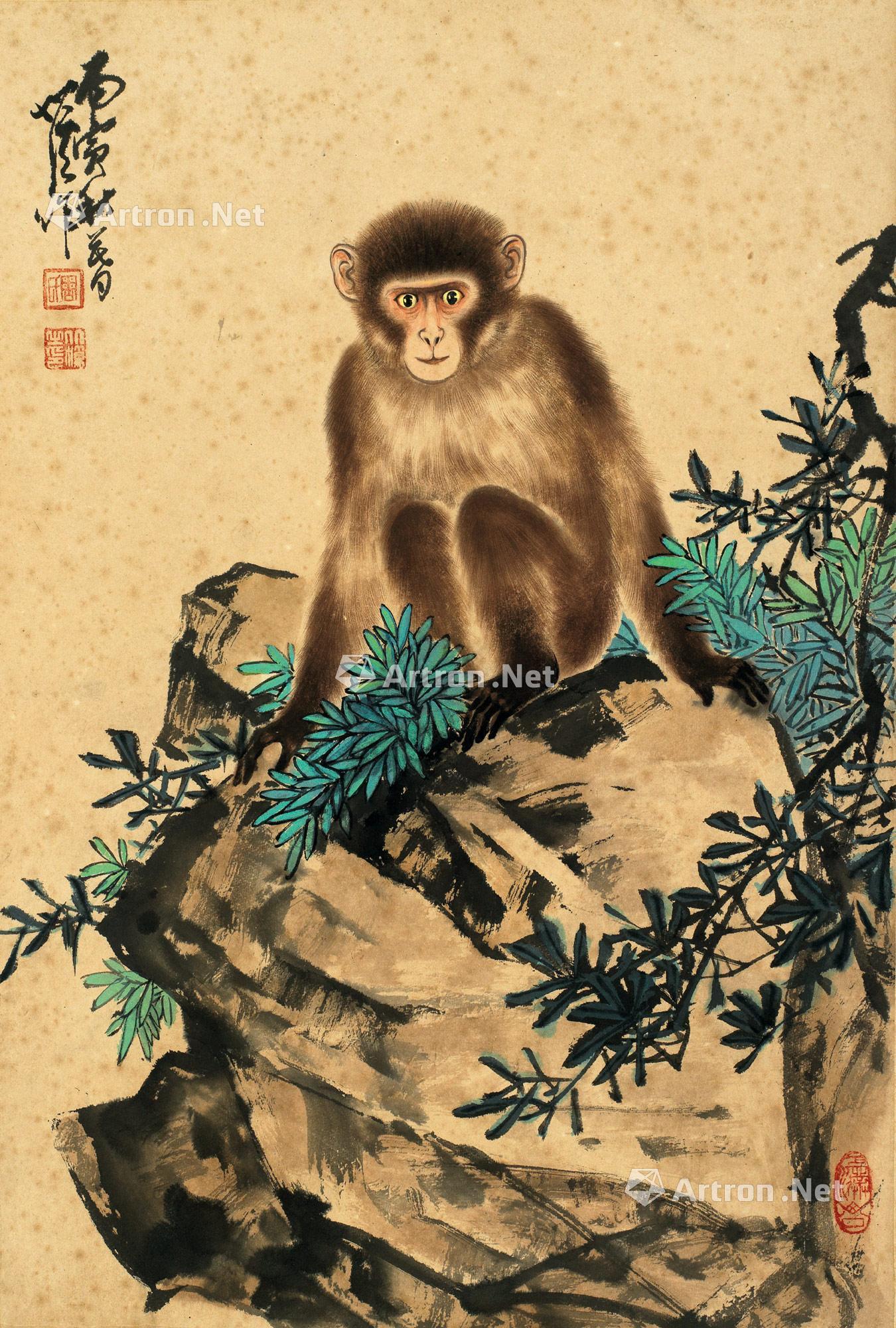 0051 1986年作 猴子 立轴 设色纸本