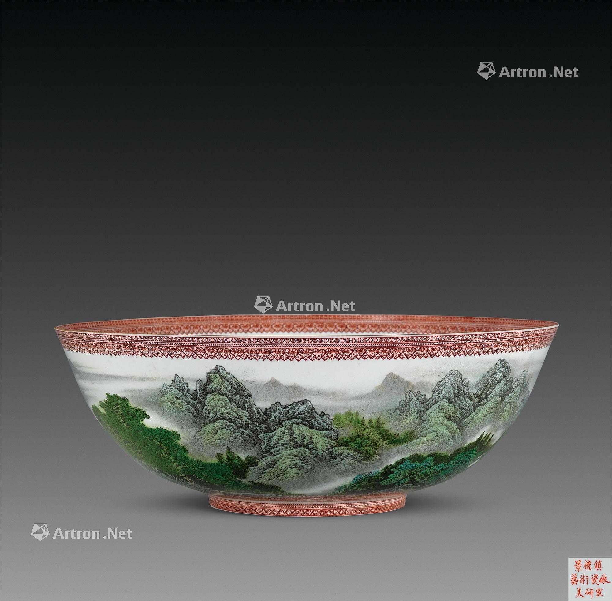 大清光绪年製粉彩山水人物薄胎小碗小杯中国美術