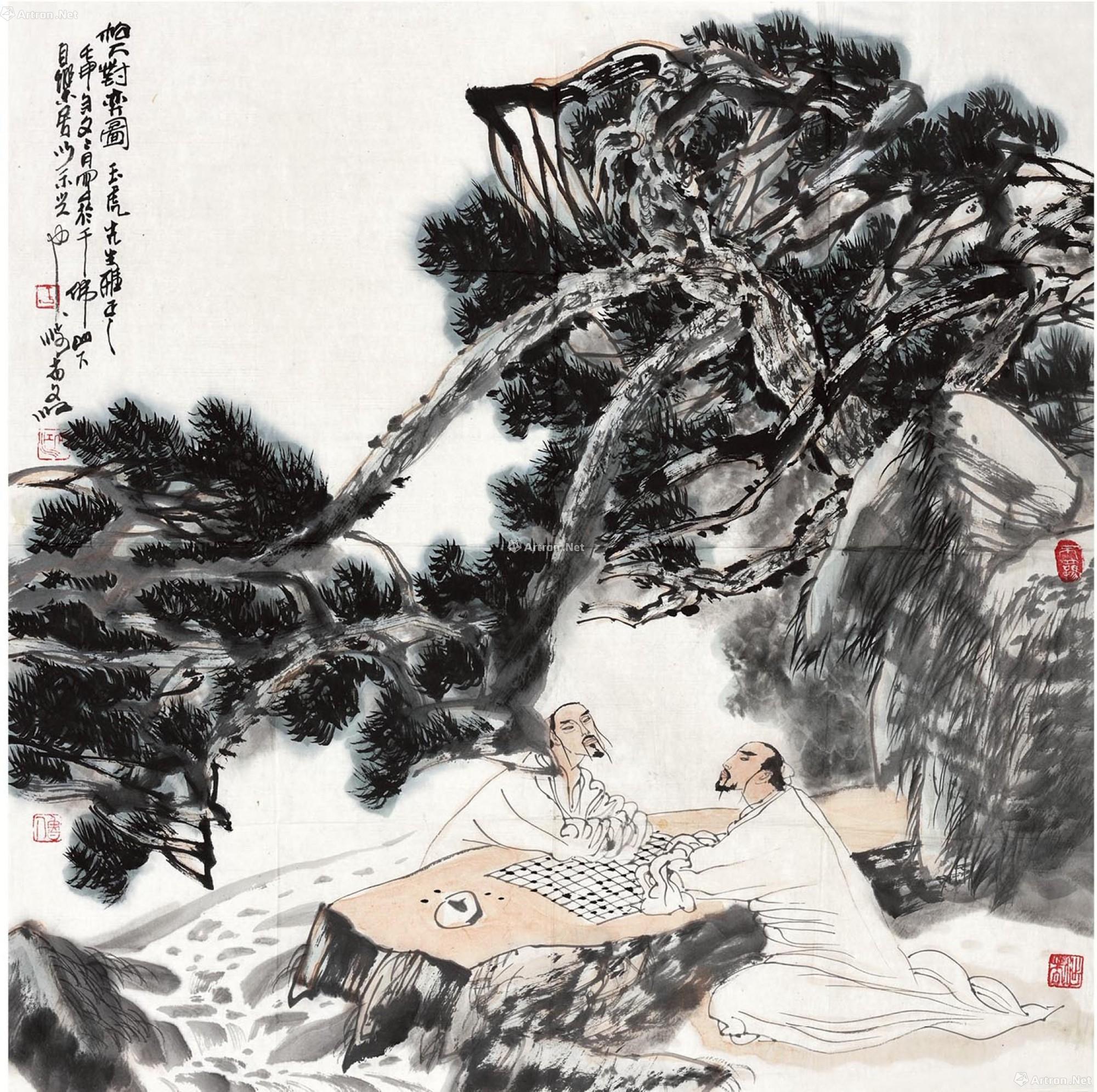 0059松下对弈镜心片纸本