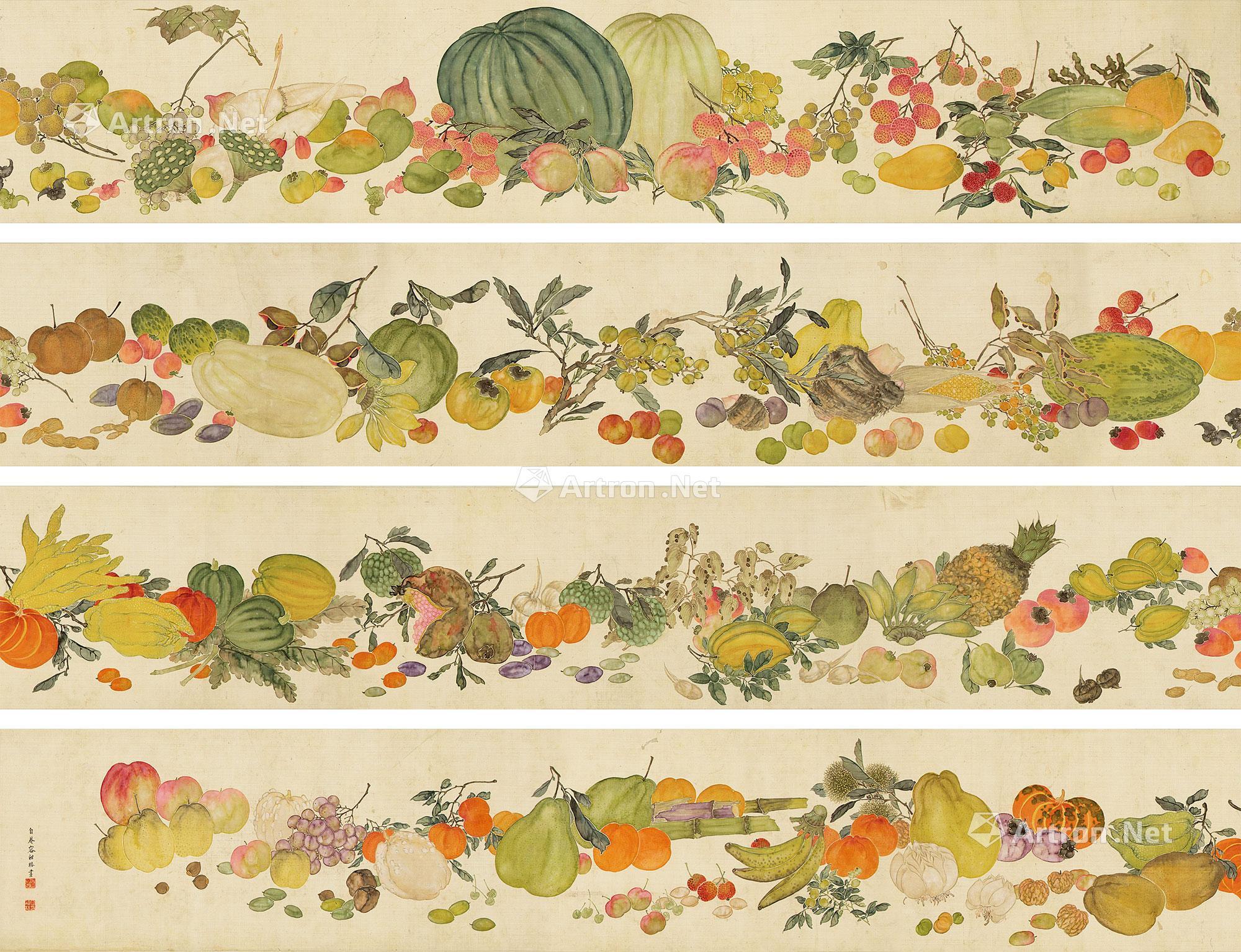 0368百果图手卷设色绢本