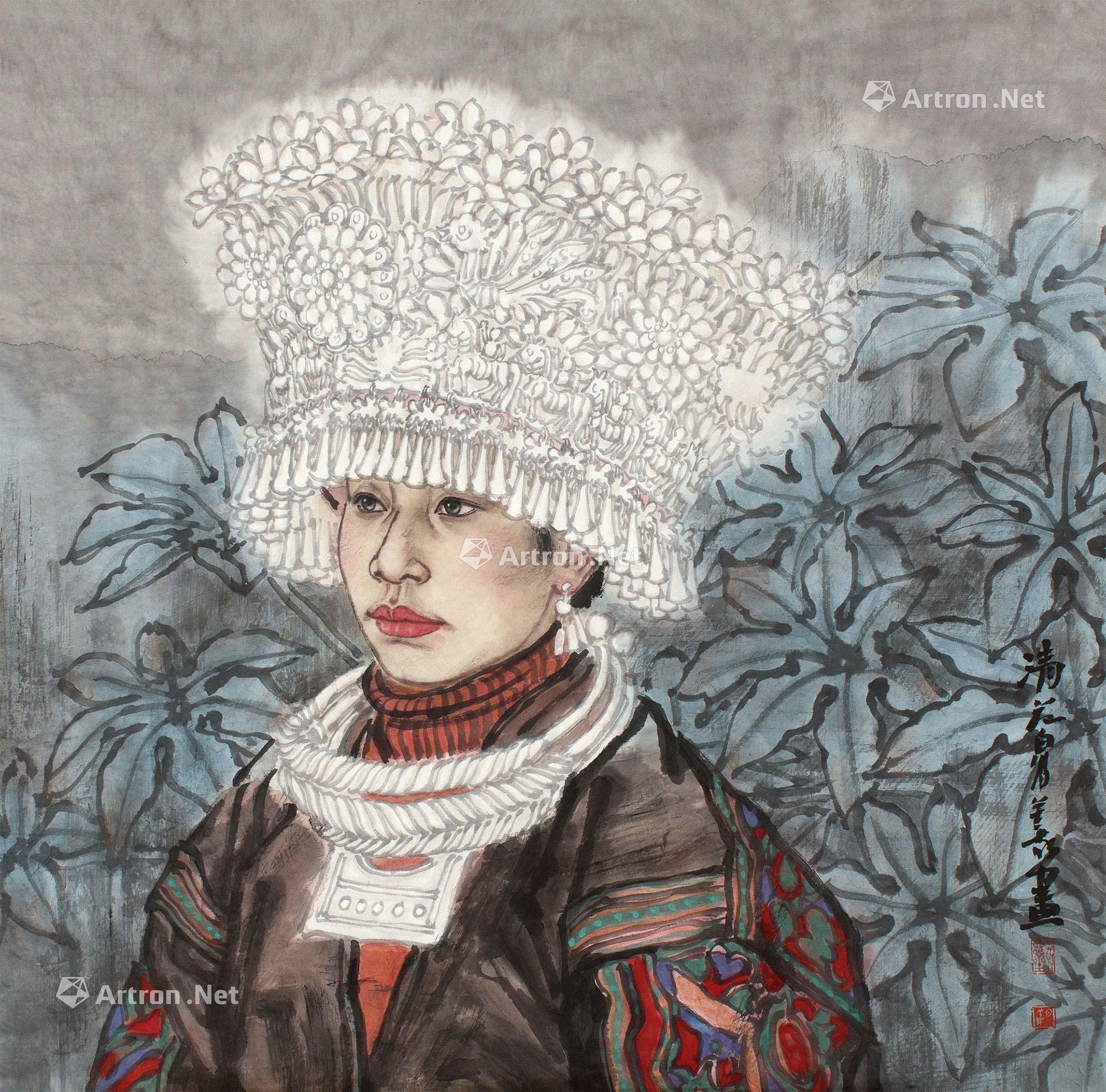 【苗族少女 镜心 设色纸本】拍卖品_图片_价格_鉴赏_绘画_雅昌艺术品
