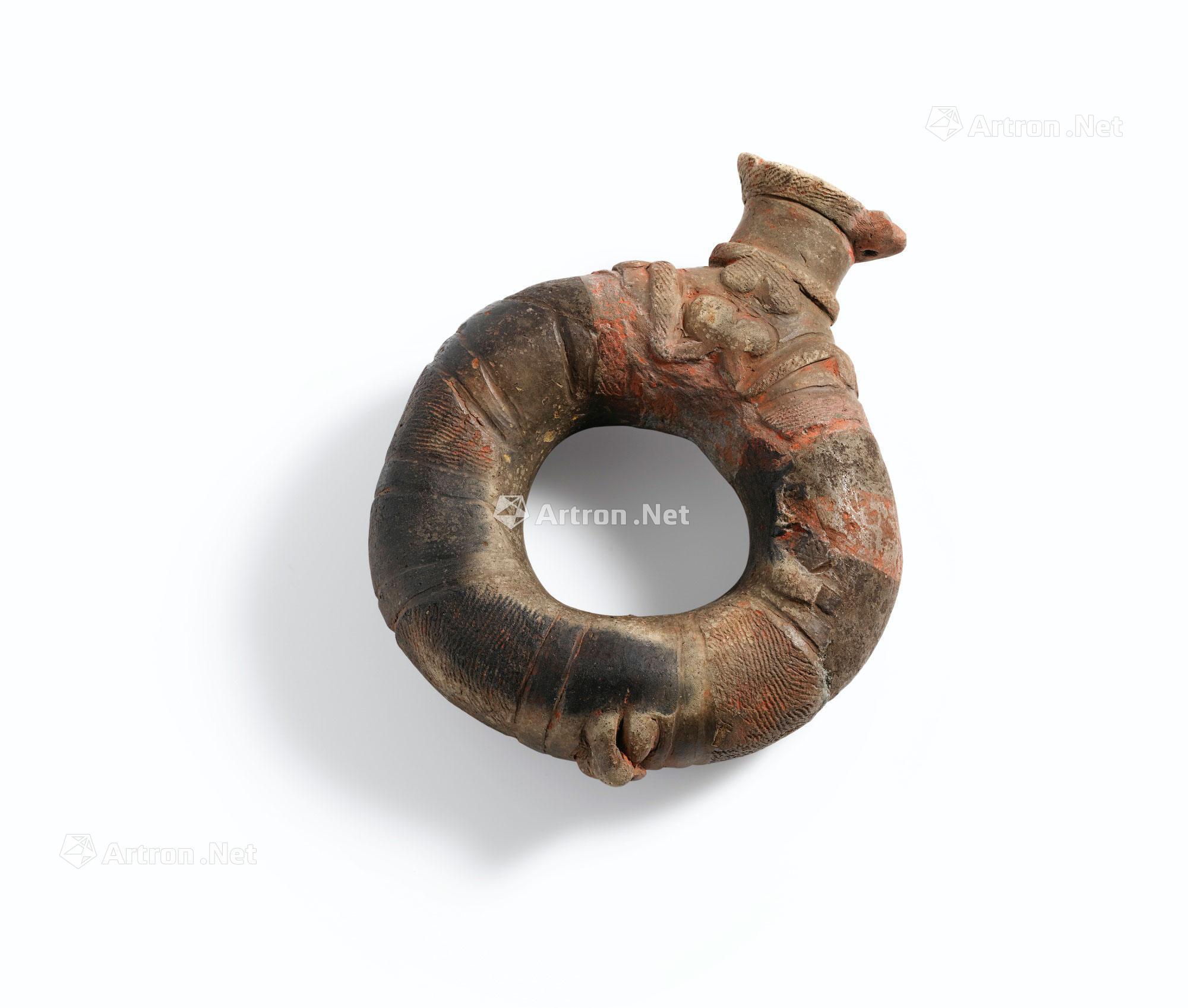 0062日本绳文时代加彩提壶