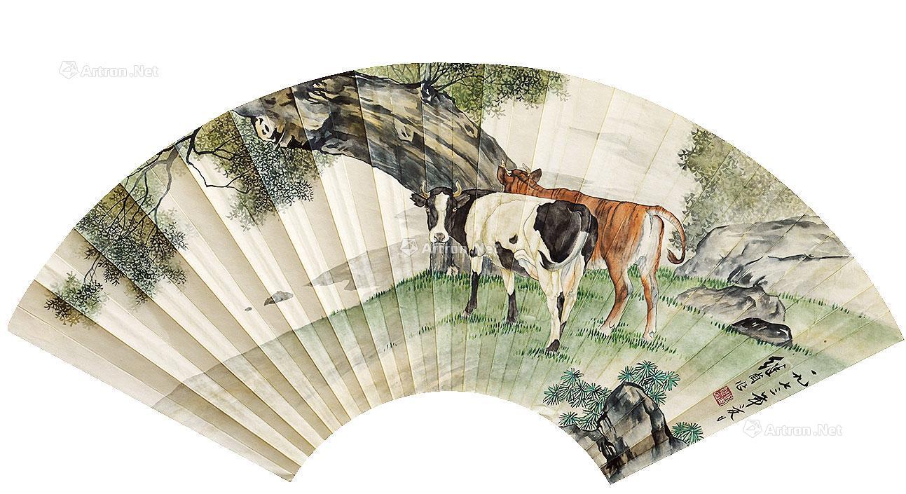 【双牛图 扇面 纸本】拍卖品_图片_价格_鉴赏_绘画_雅昌艺术品拍卖网