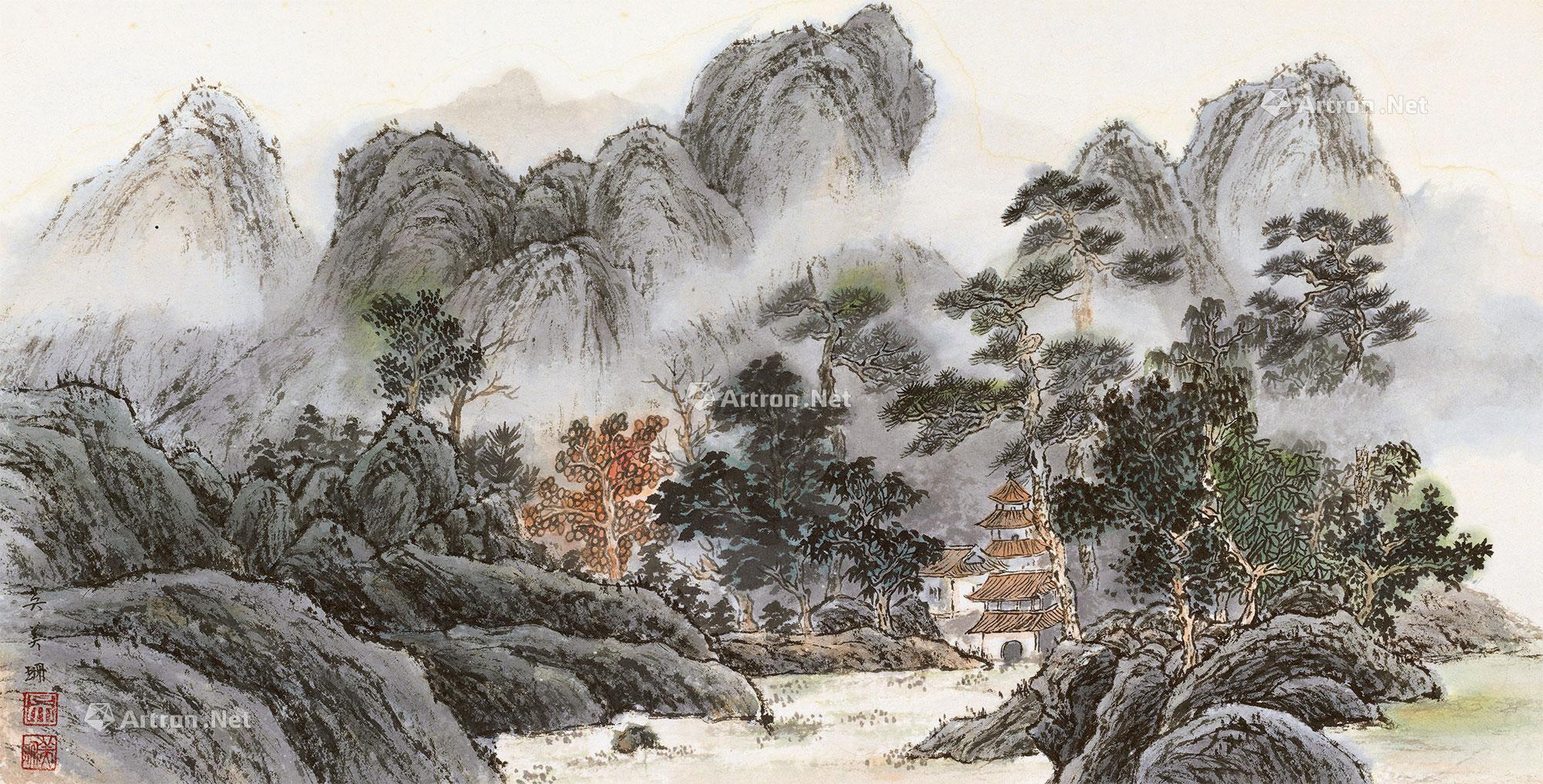 深山古寺国画图片