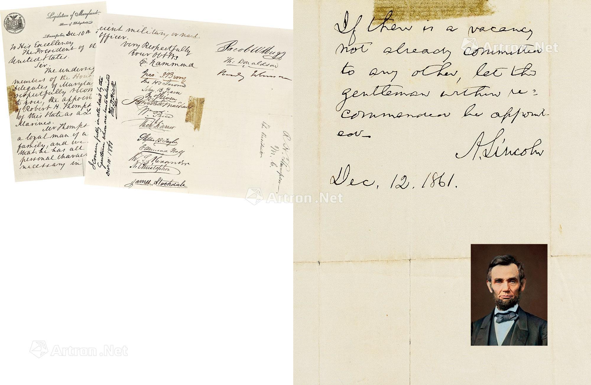 6661美国总统林肯亲笔批文