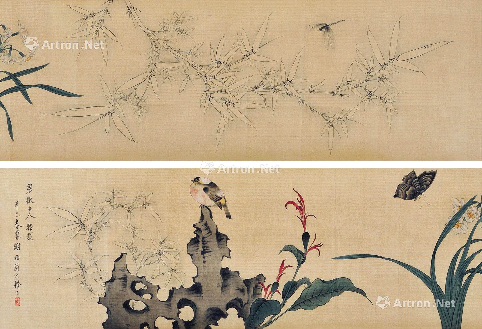 0144花鸟手卷设色绢本