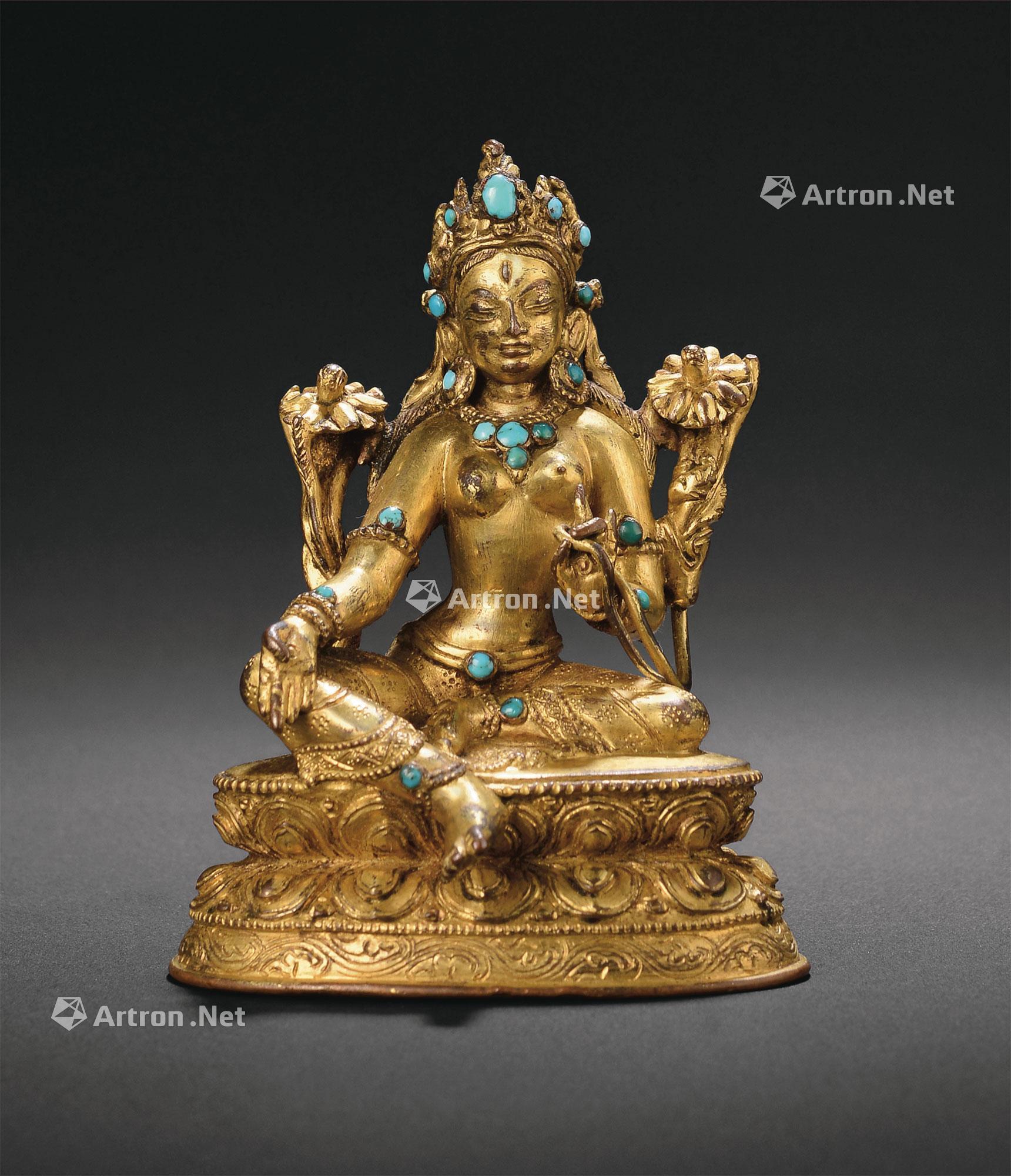 6016十五世纪铜鎏金绿度母像