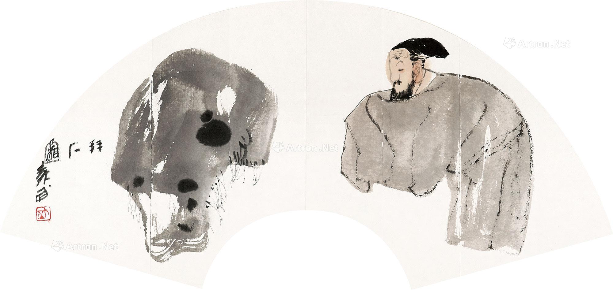 0057 拜石图 镜心 纸本设色