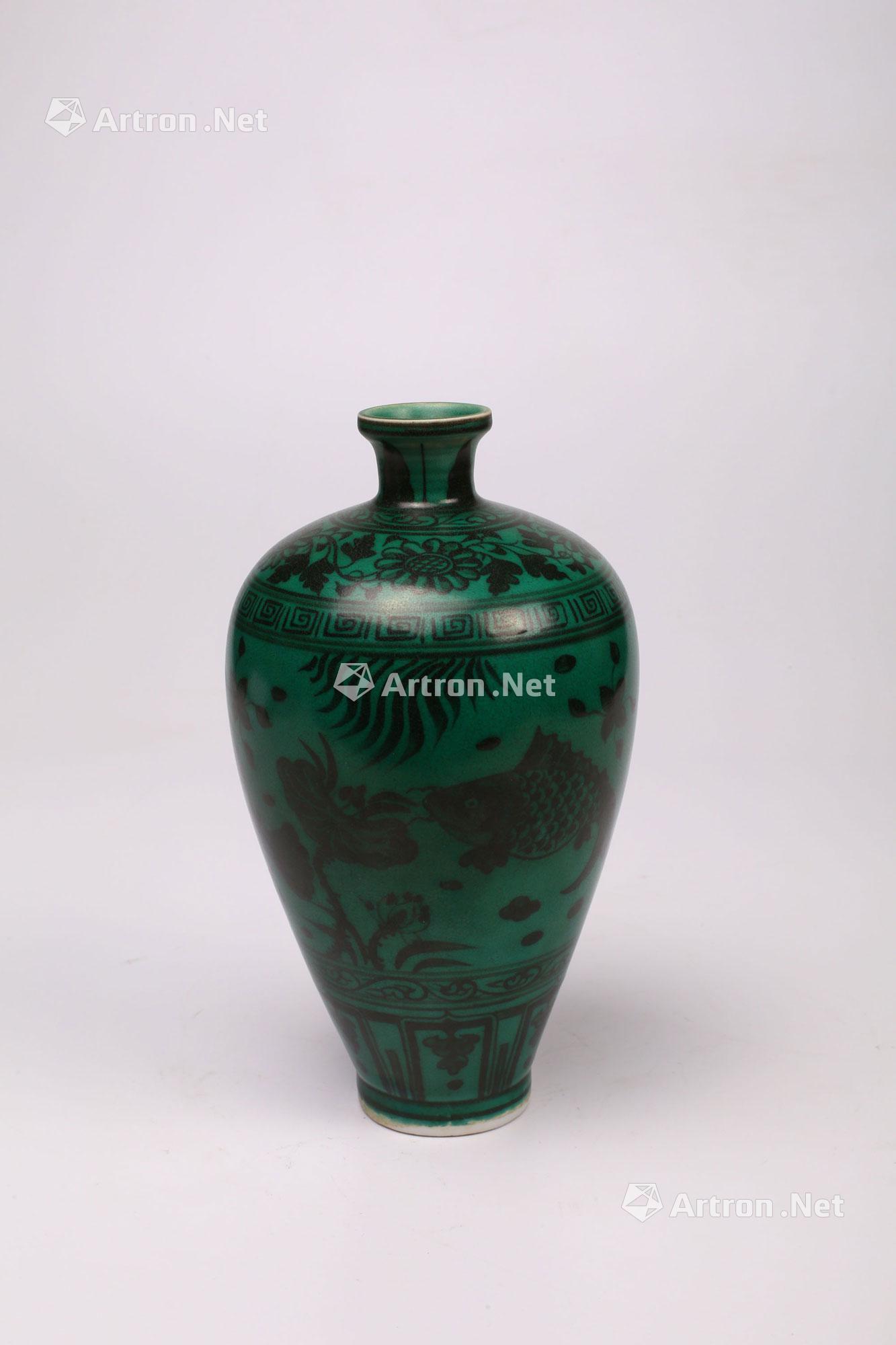 【明宣德 绿釉印花梅瓶】拍卖品_图片_价格_鉴赏_明代单色釉瓷器_雅昌