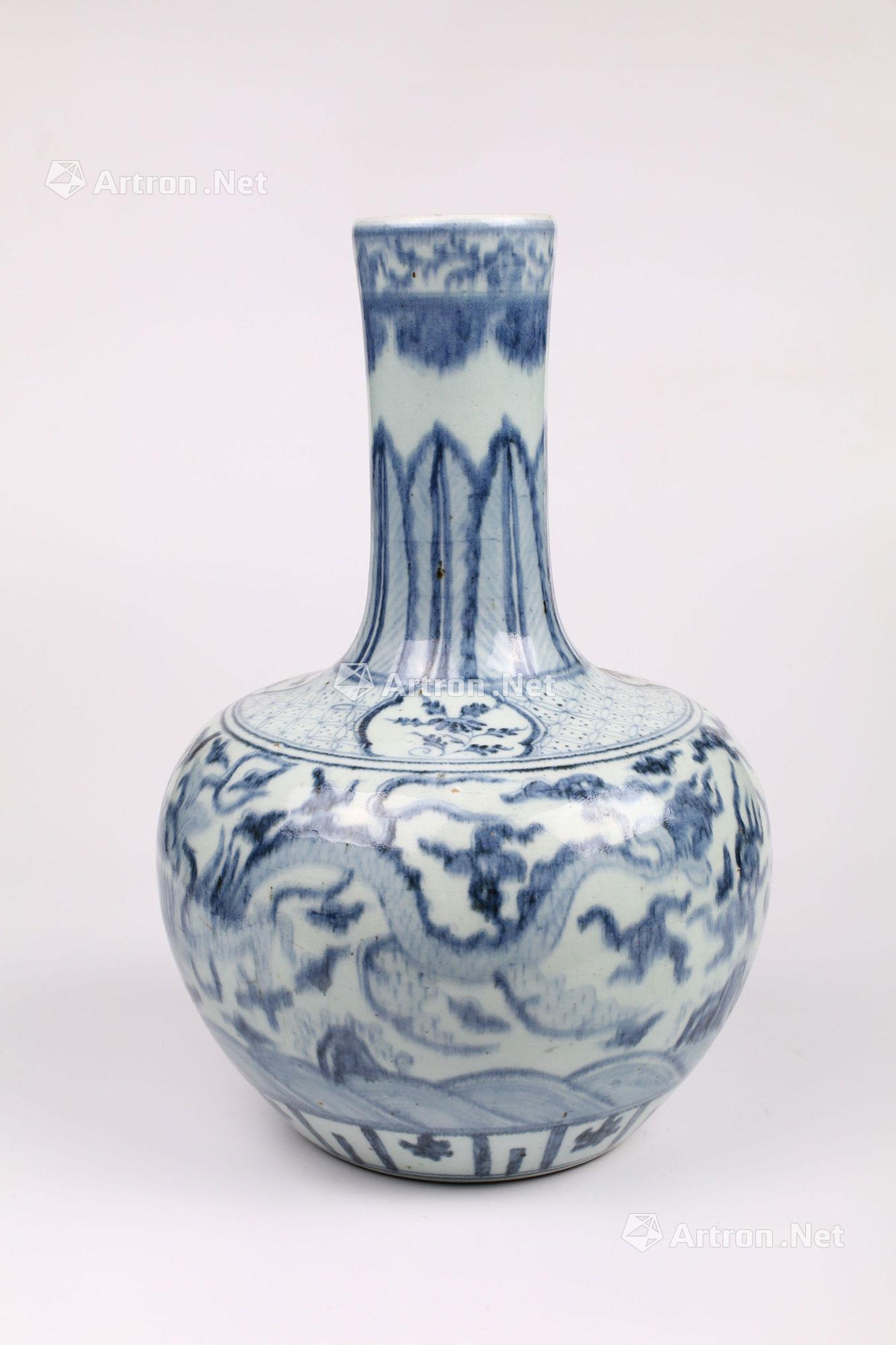 【明 正统年制青龙纹天球瓶】拍卖品_图片_价格_鉴赏_明代青花瓷器