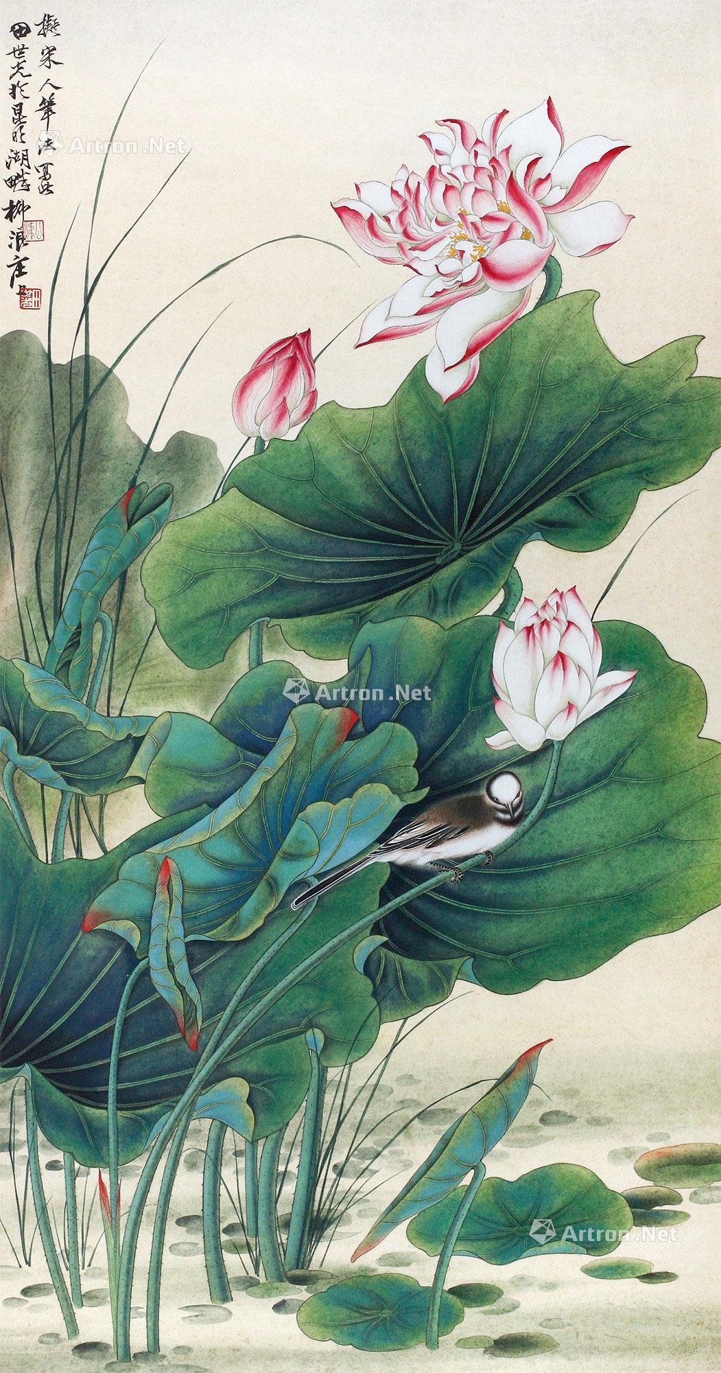 0819 池塘清趣 镜心 纸本设色