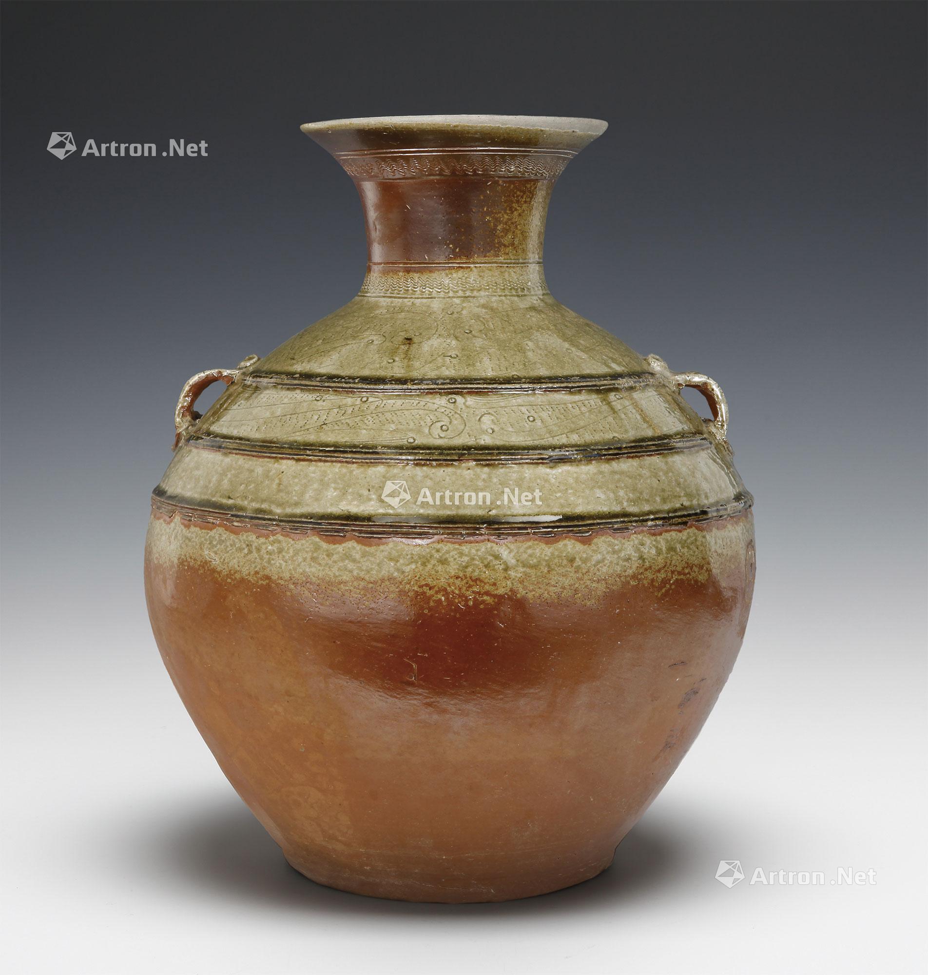 【汉 绿釉弦纹撇口双系大罐】拍卖品_图片_价格_鉴赏_元代以前陶瓷
