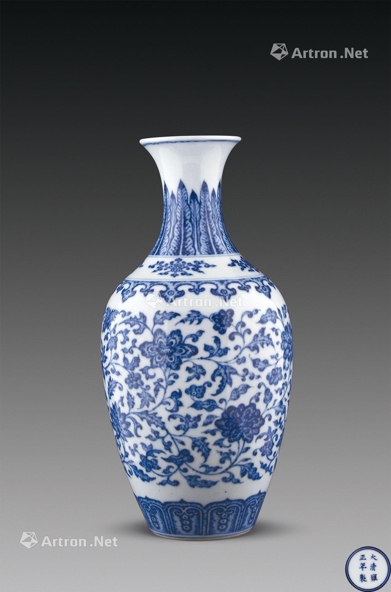 【清雍正 青花缠枝花卉纹瓶】拍卖品_图片_价格_鉴赏_清代青花瓷器