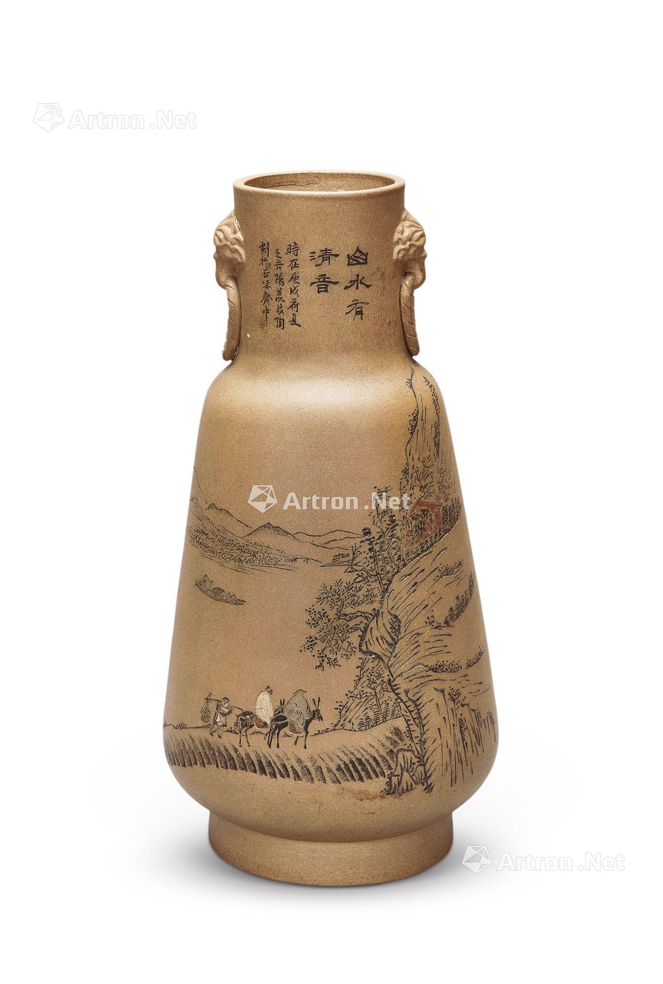 3123民国正味斋吴汉文刻赏瓶