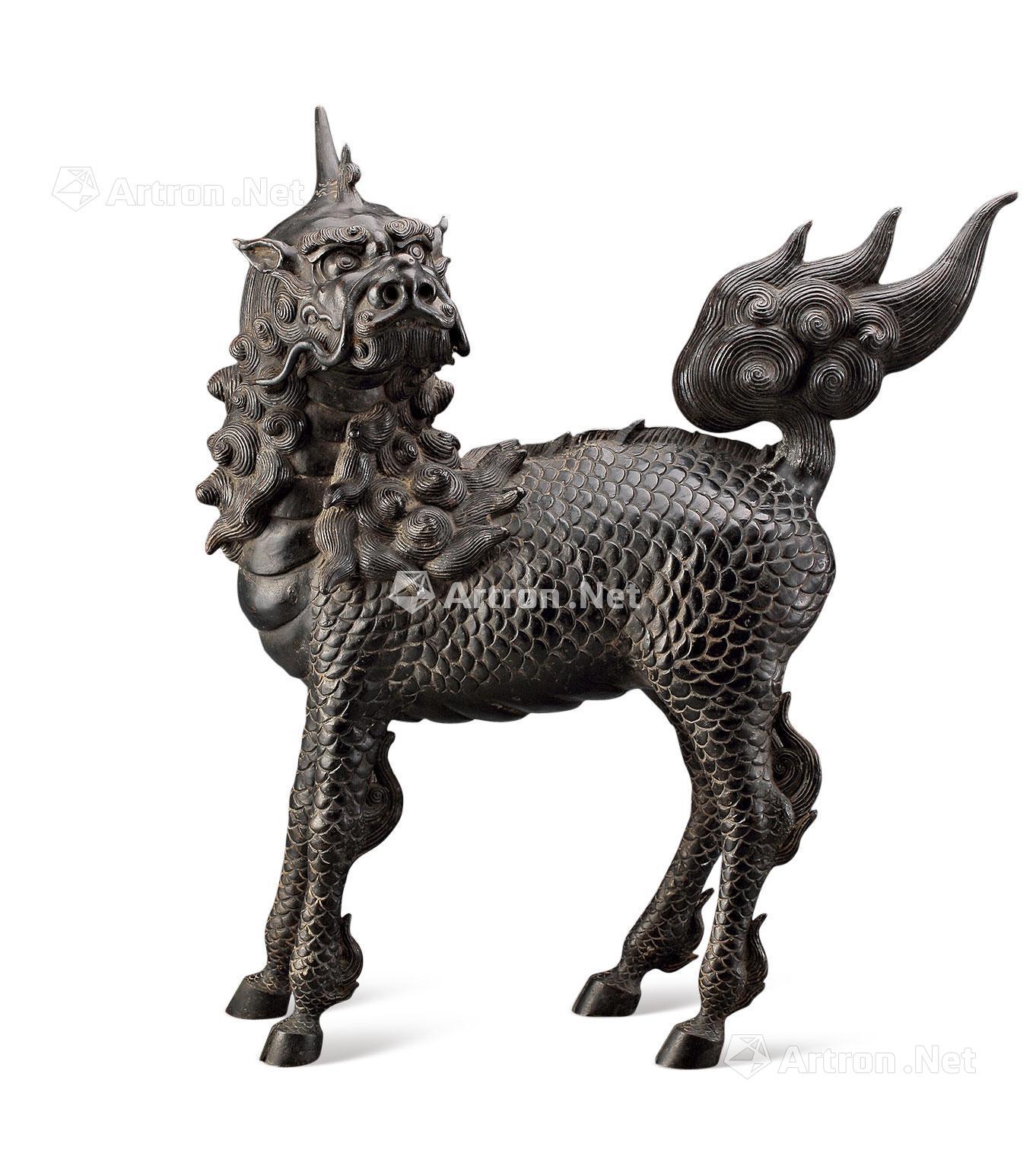 0090清铜獬豸瑞兽摆件