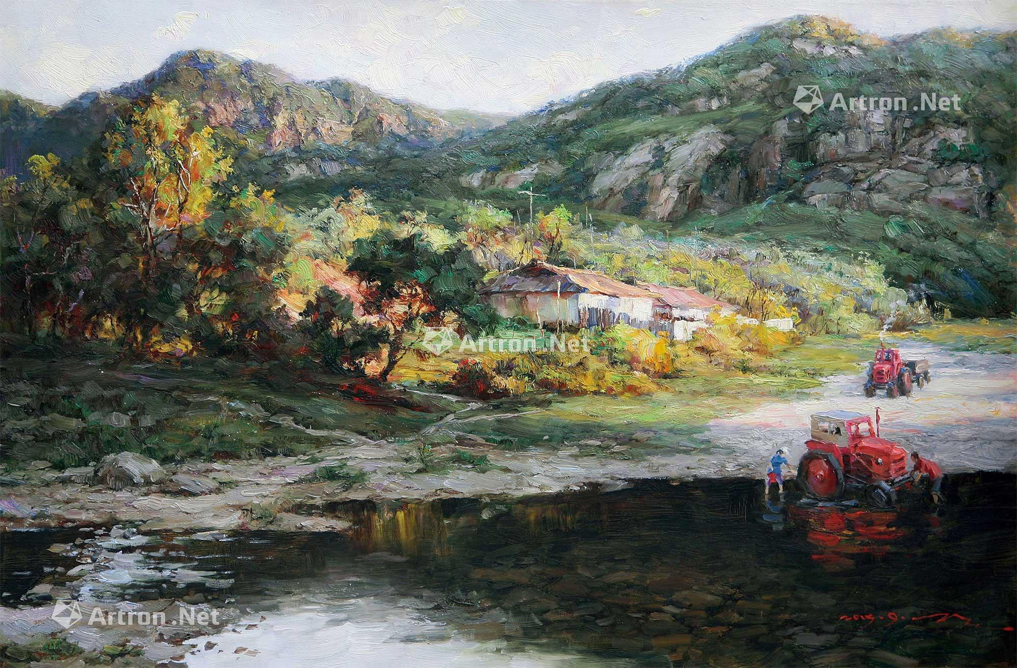 10782015年作水边布面油画