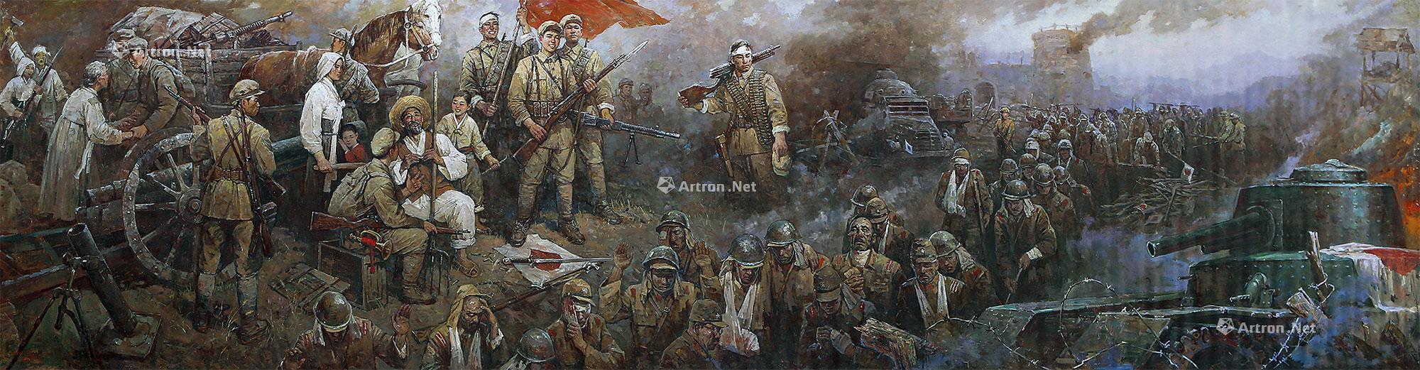 11122014年作胜利属于中朝人民布面油画