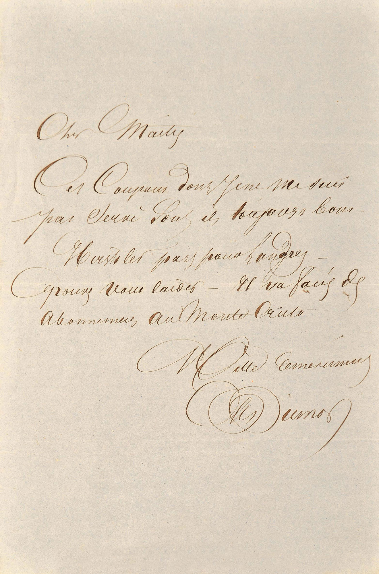 11659法国著名作家大仲马alexandredumaspère亲笔信