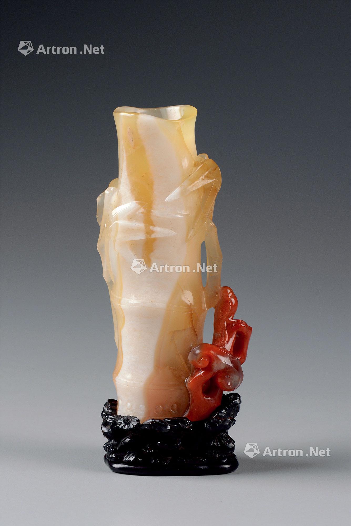 1103 清代 南红玛瑙雕节节高升花插