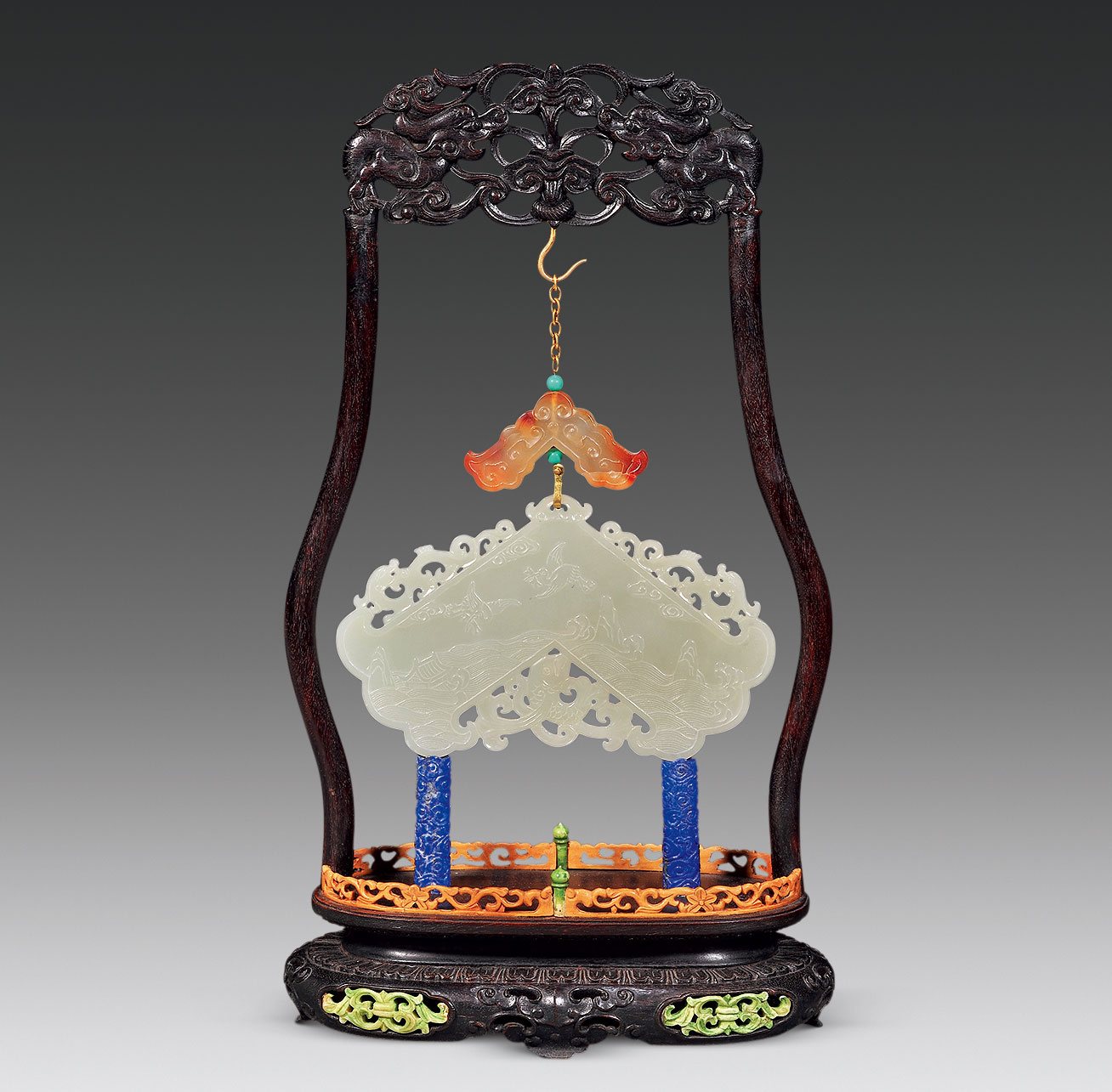 2641青白玉海屋添筹御制诗文磬