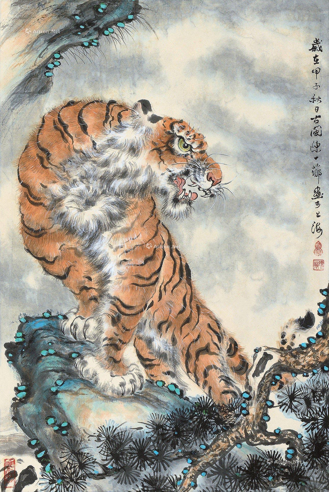 0330甲子1984年作威震乾坤立轴设色纸本