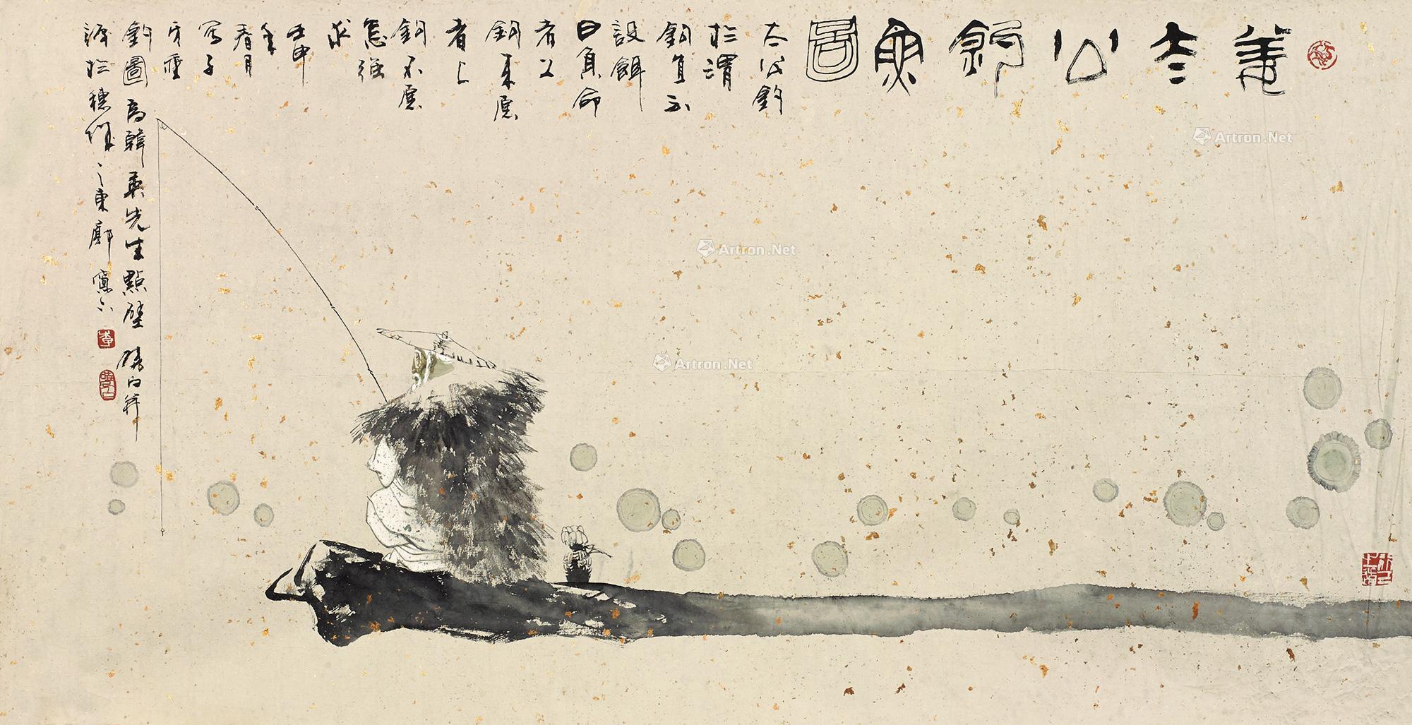 姜太公钓鱼的名画图片